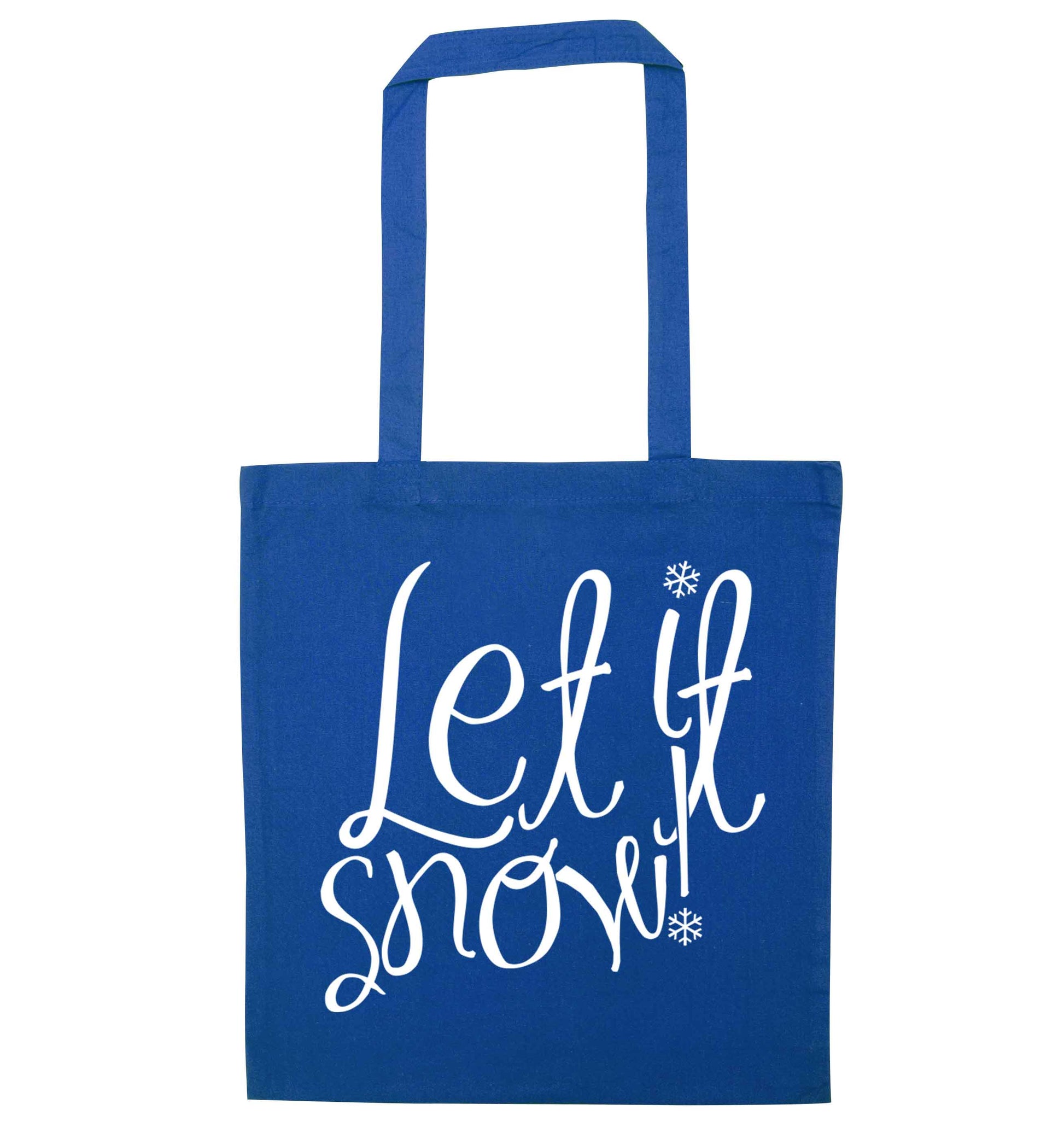Let it snow blue tote bag