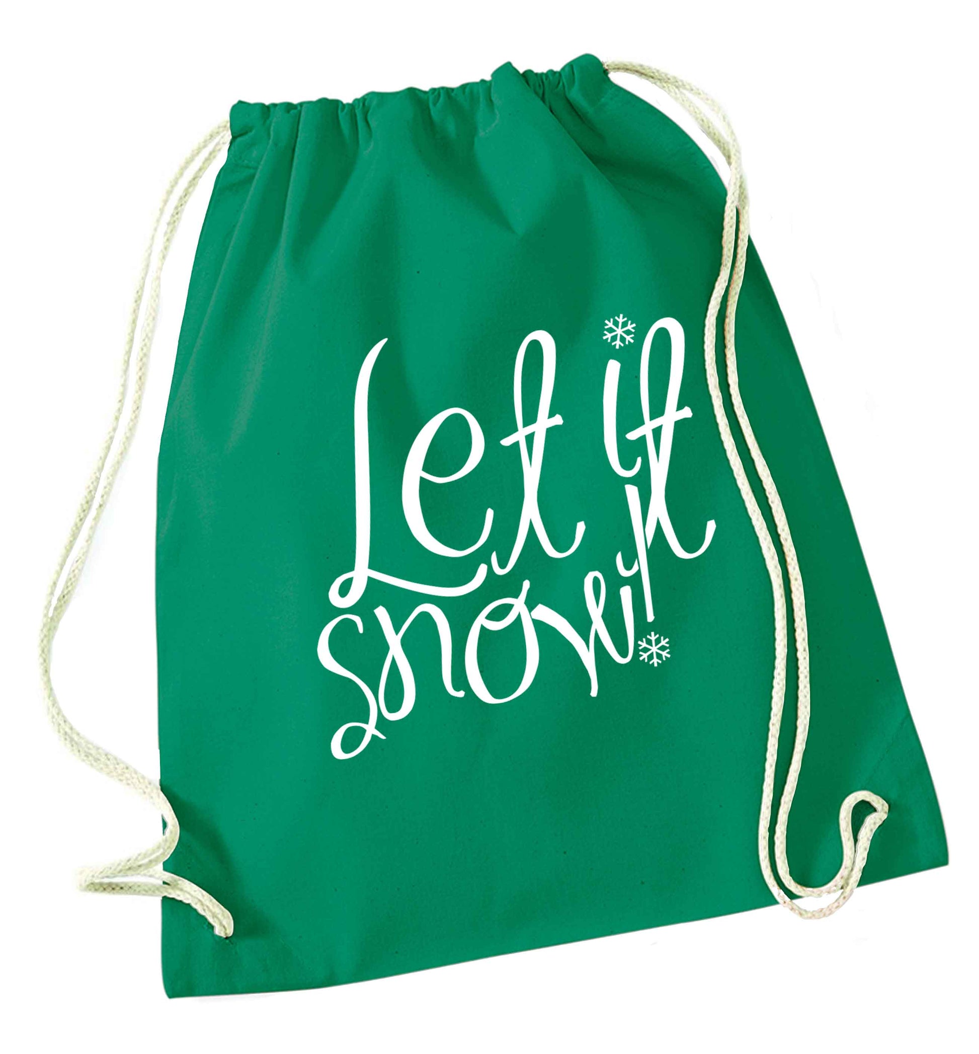 Let it snow green drawstring bag