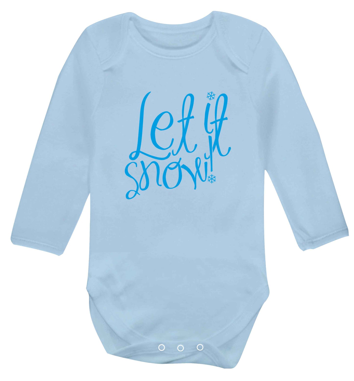 Let it snow baby vest long sleeved pale blue 6-12 months