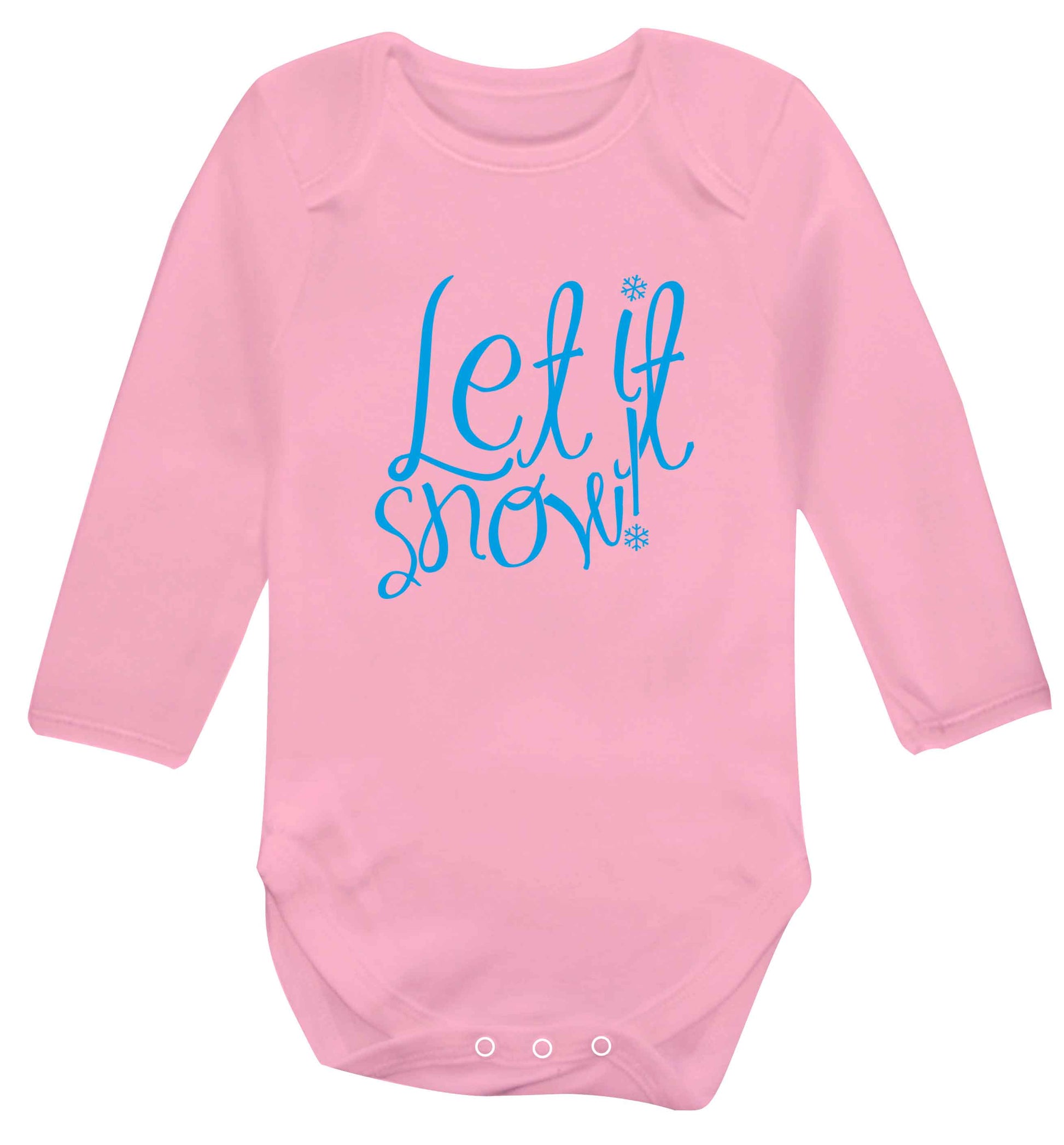 Let it snow baby vest long sleeved pale pink 6-12 months