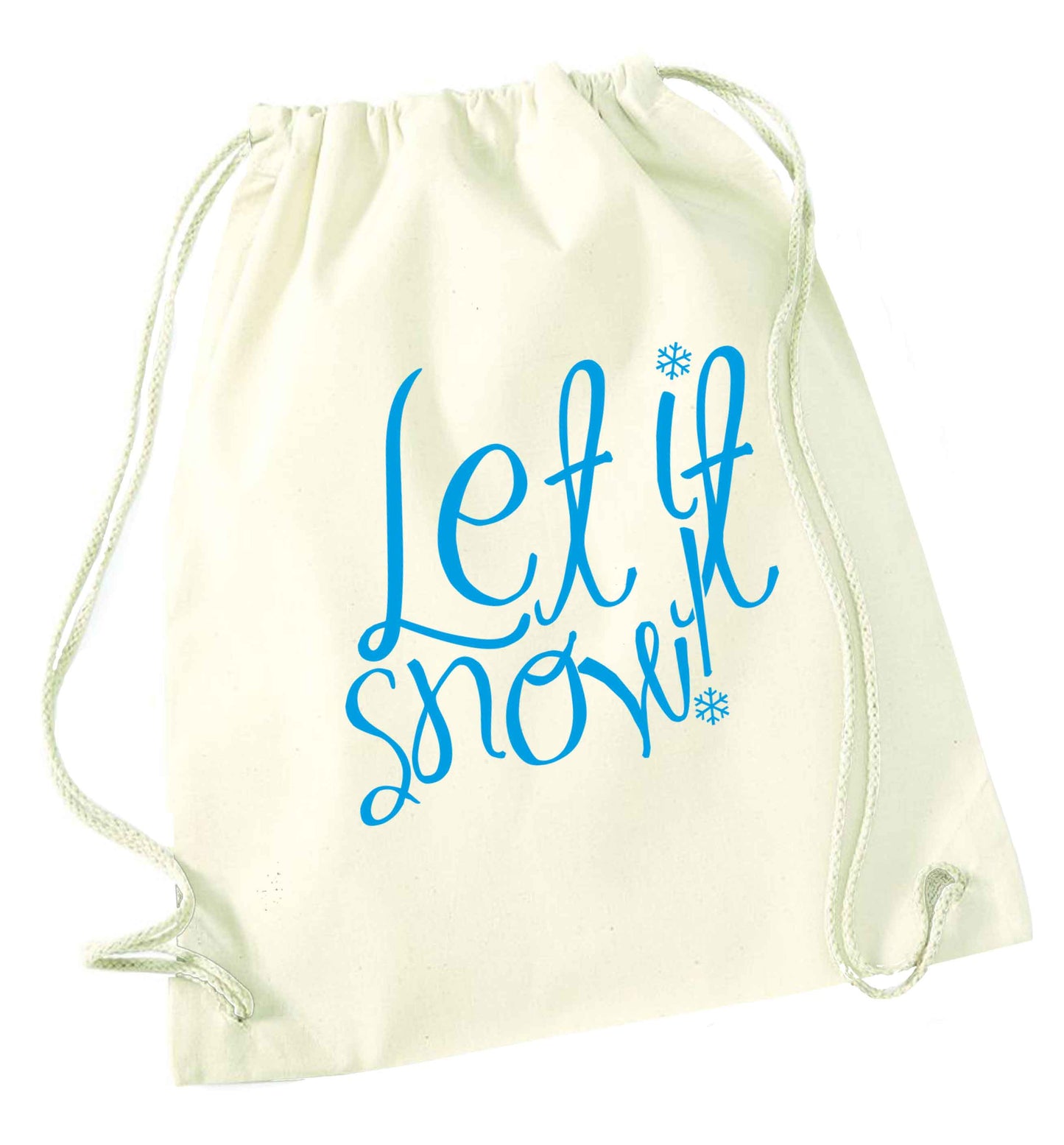 Let it snow natural drawstring bag