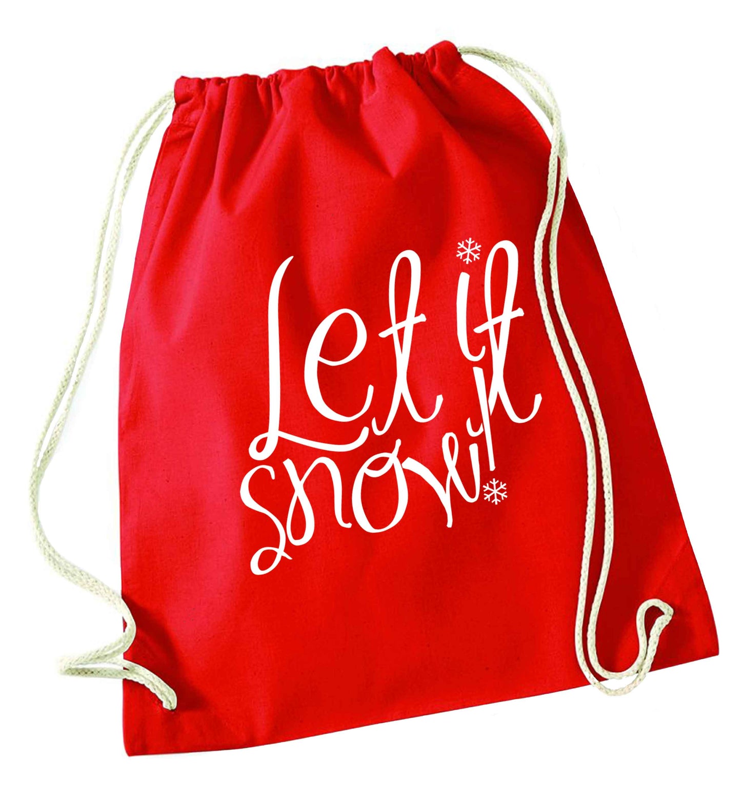 Let it snow red drawstring bag 