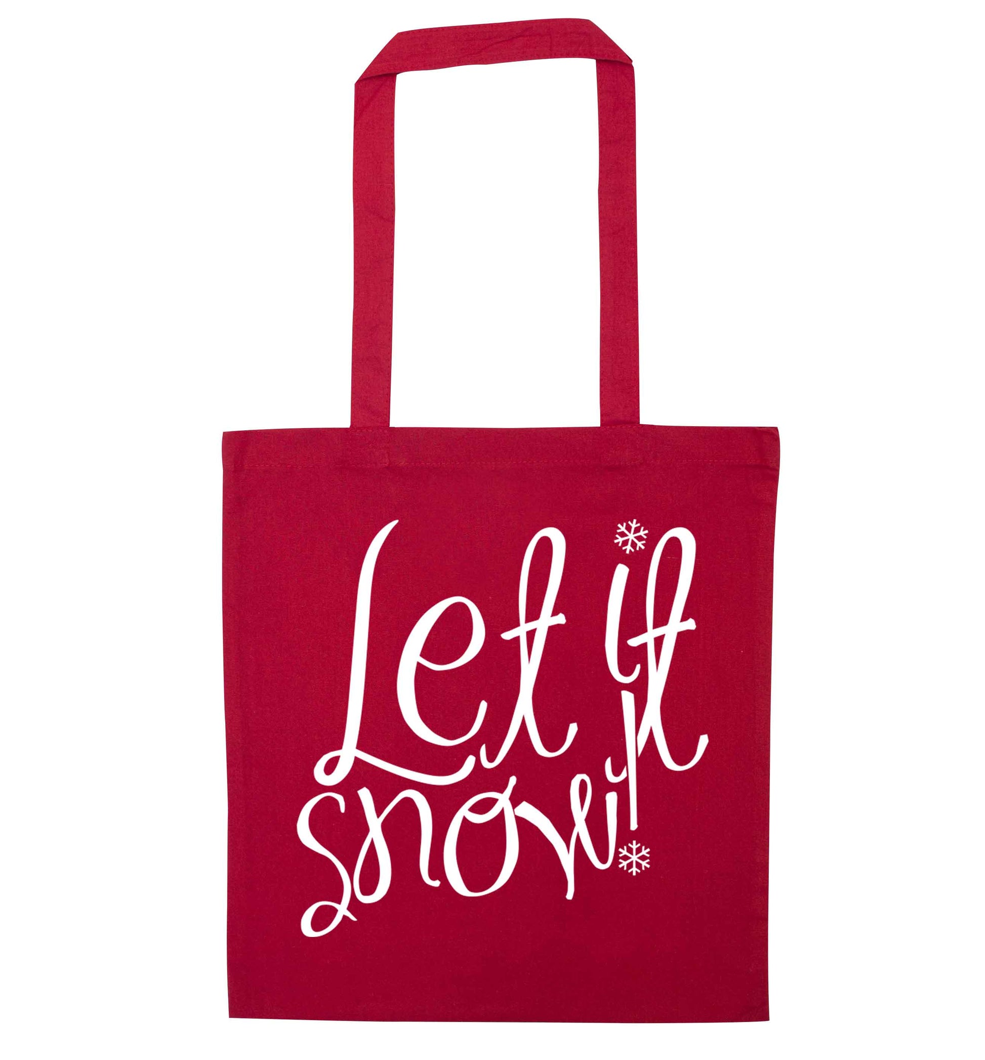 Let it snow red tote bag