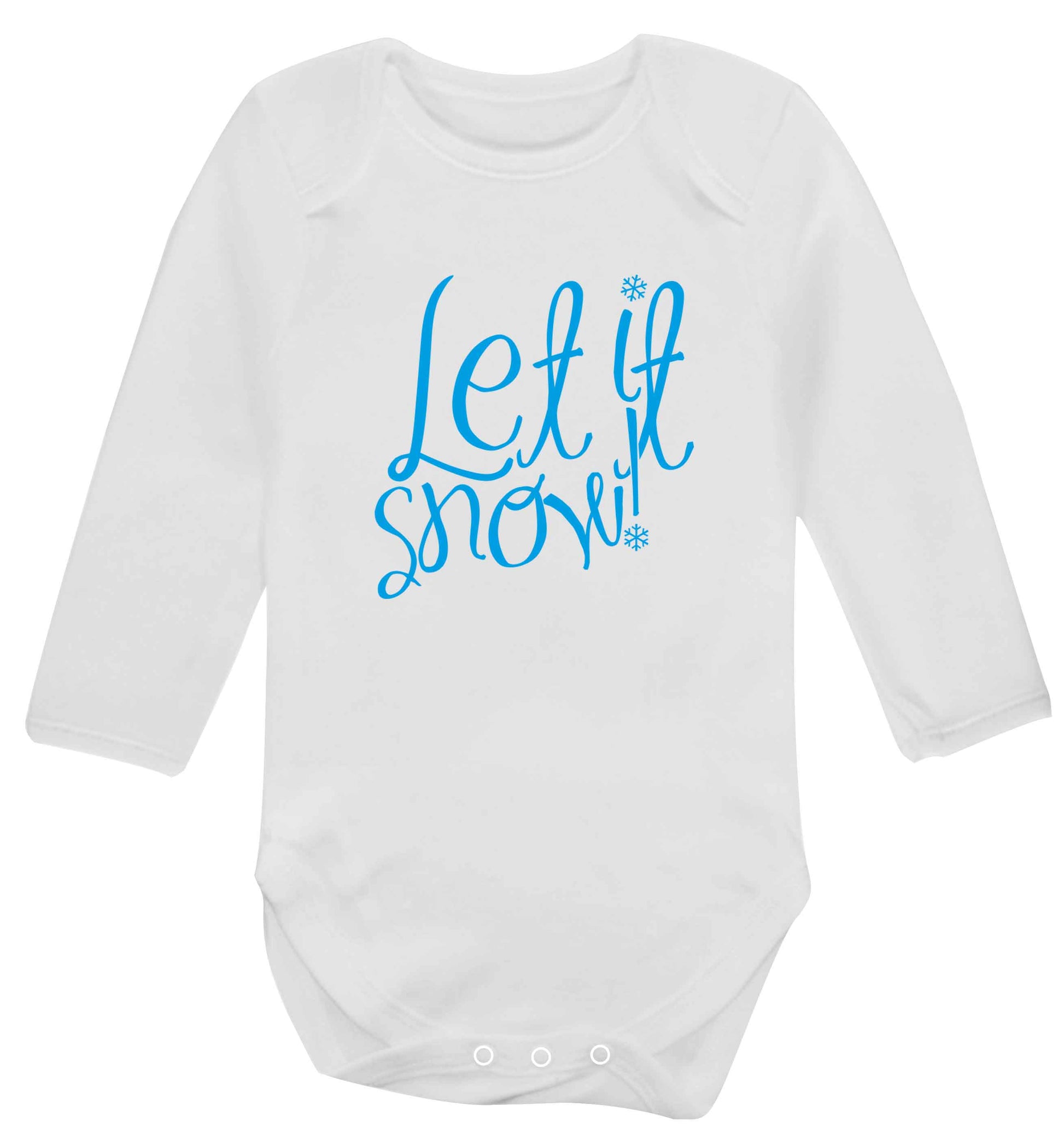 Let it snow baby vest long sleeved white 6-12 months
