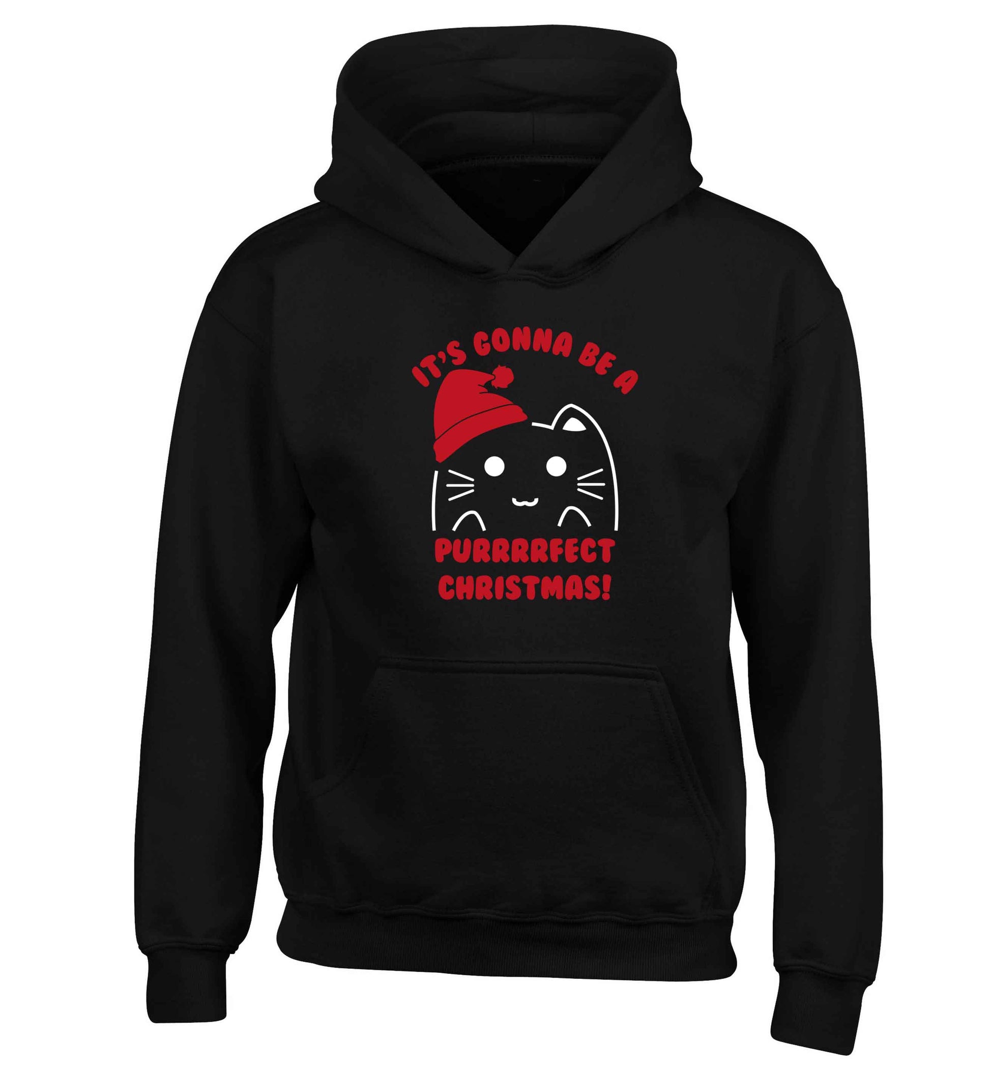 It's going to be a purrfect Christmas children's black hoodie 12-13 Years