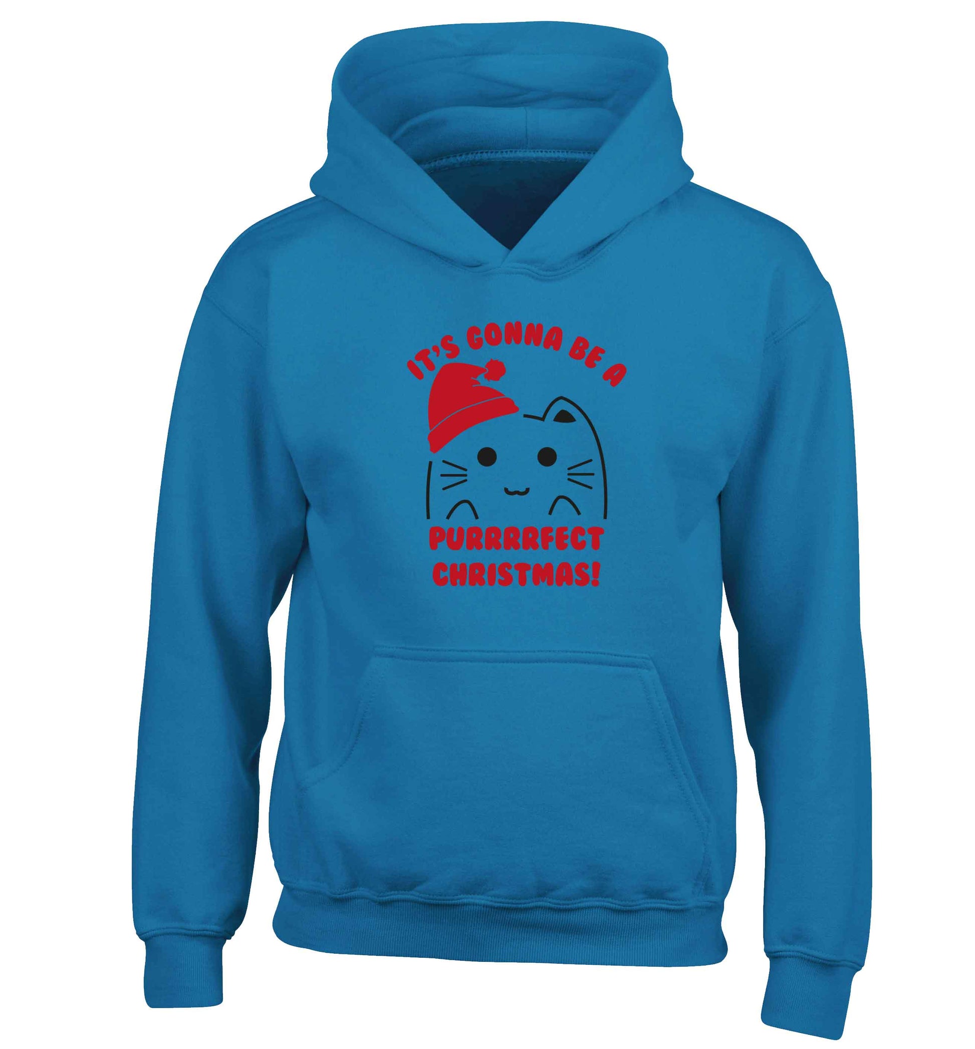 It's going to be a purrfect Christmas children's blue hoodie 12-13 Years