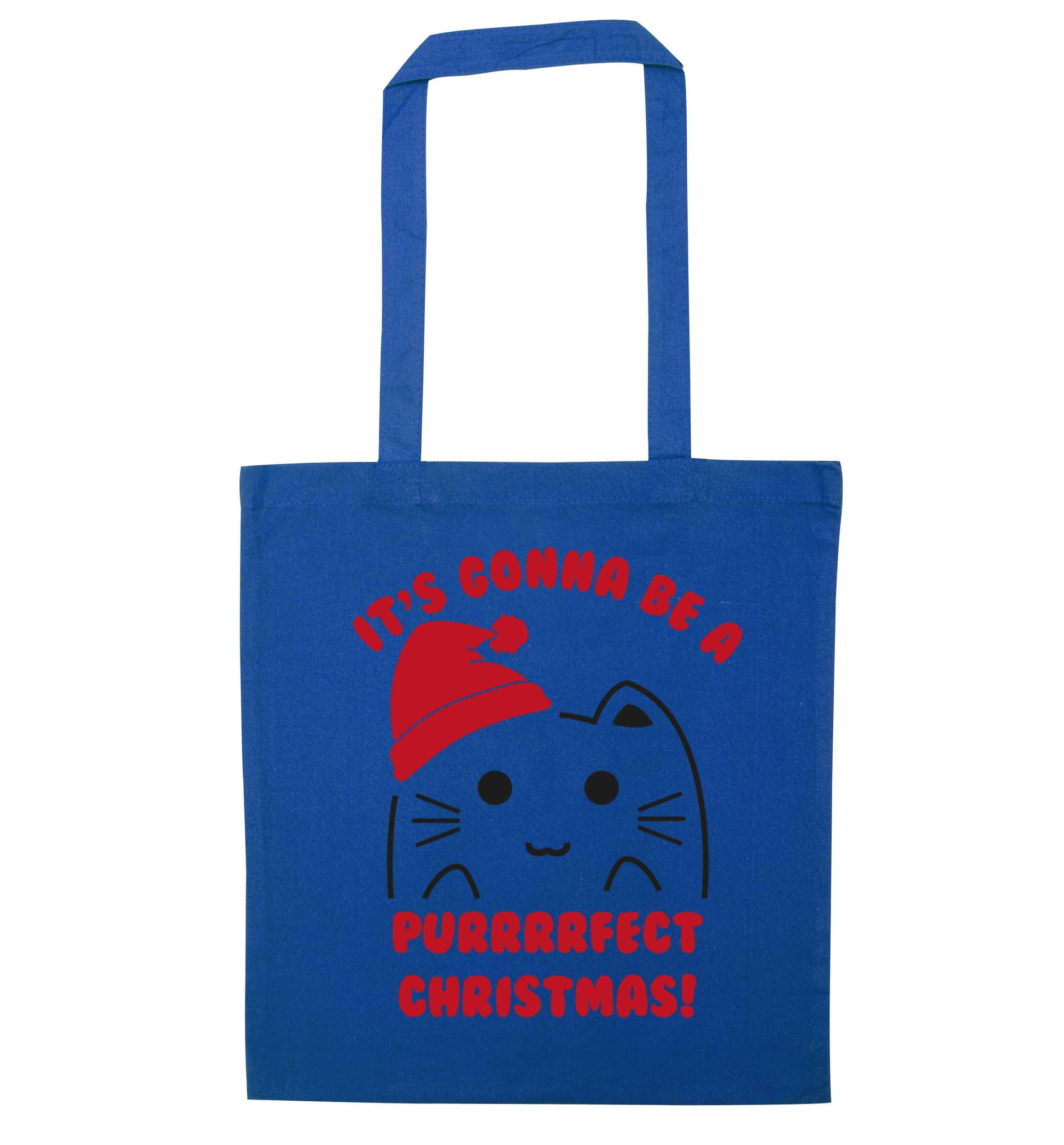 It's going to be a purrfect Christmas blue tote bag