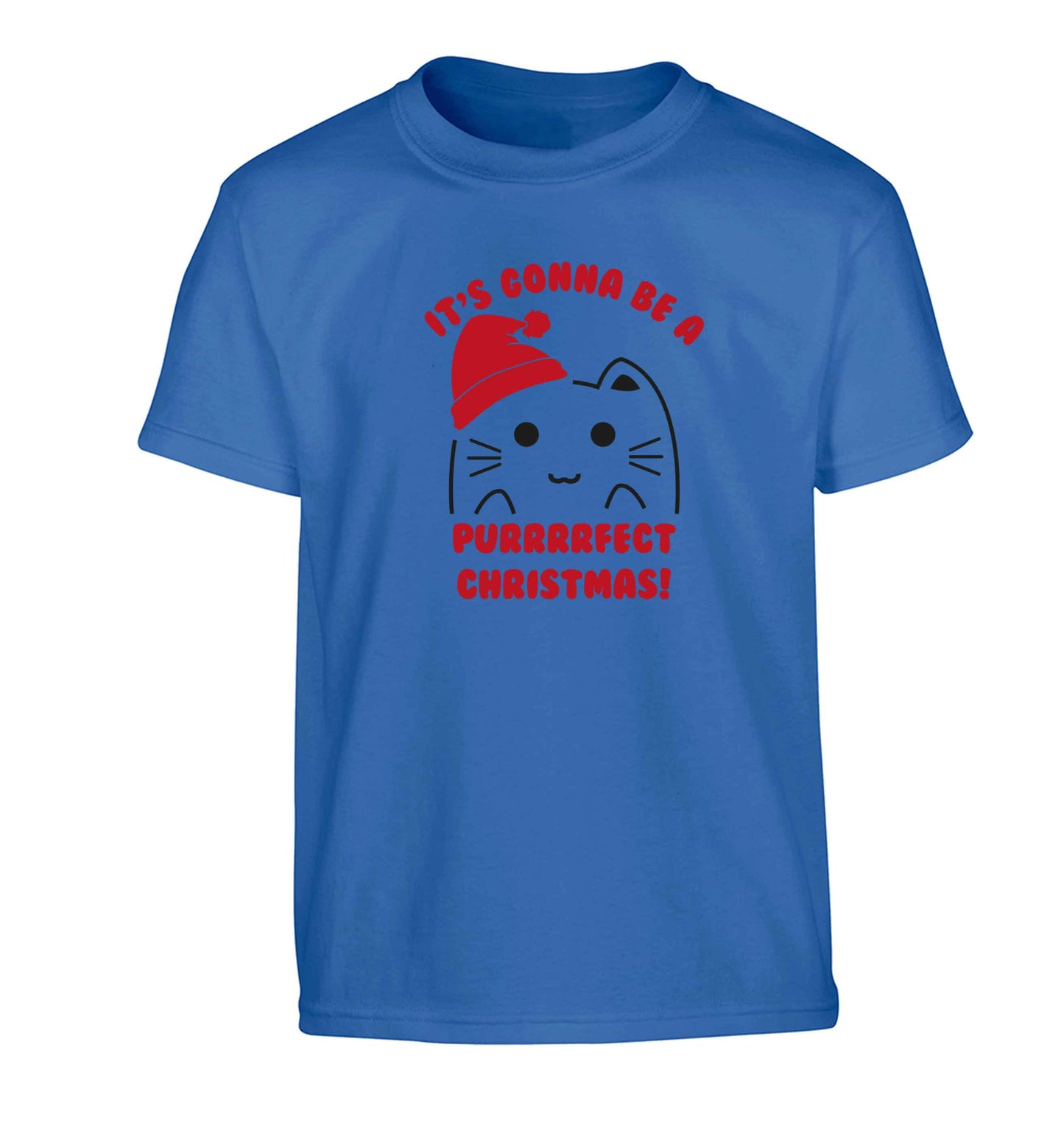 It's going to be a purrfect Christmas Children's blue Tshirt 12-13 Years