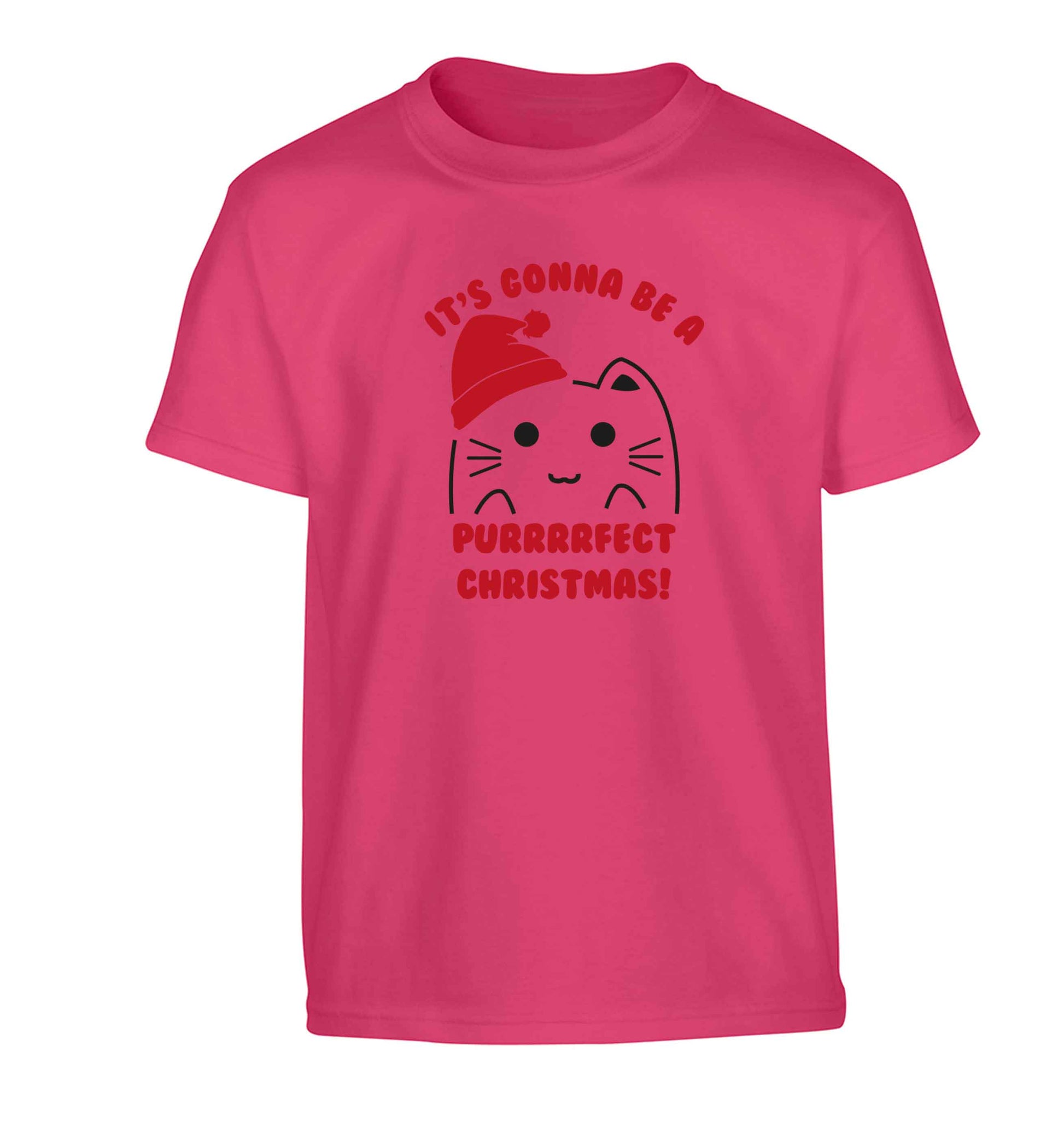 It's going to be a purrfect Christmas Children's pink Tshirt 12-13 Years