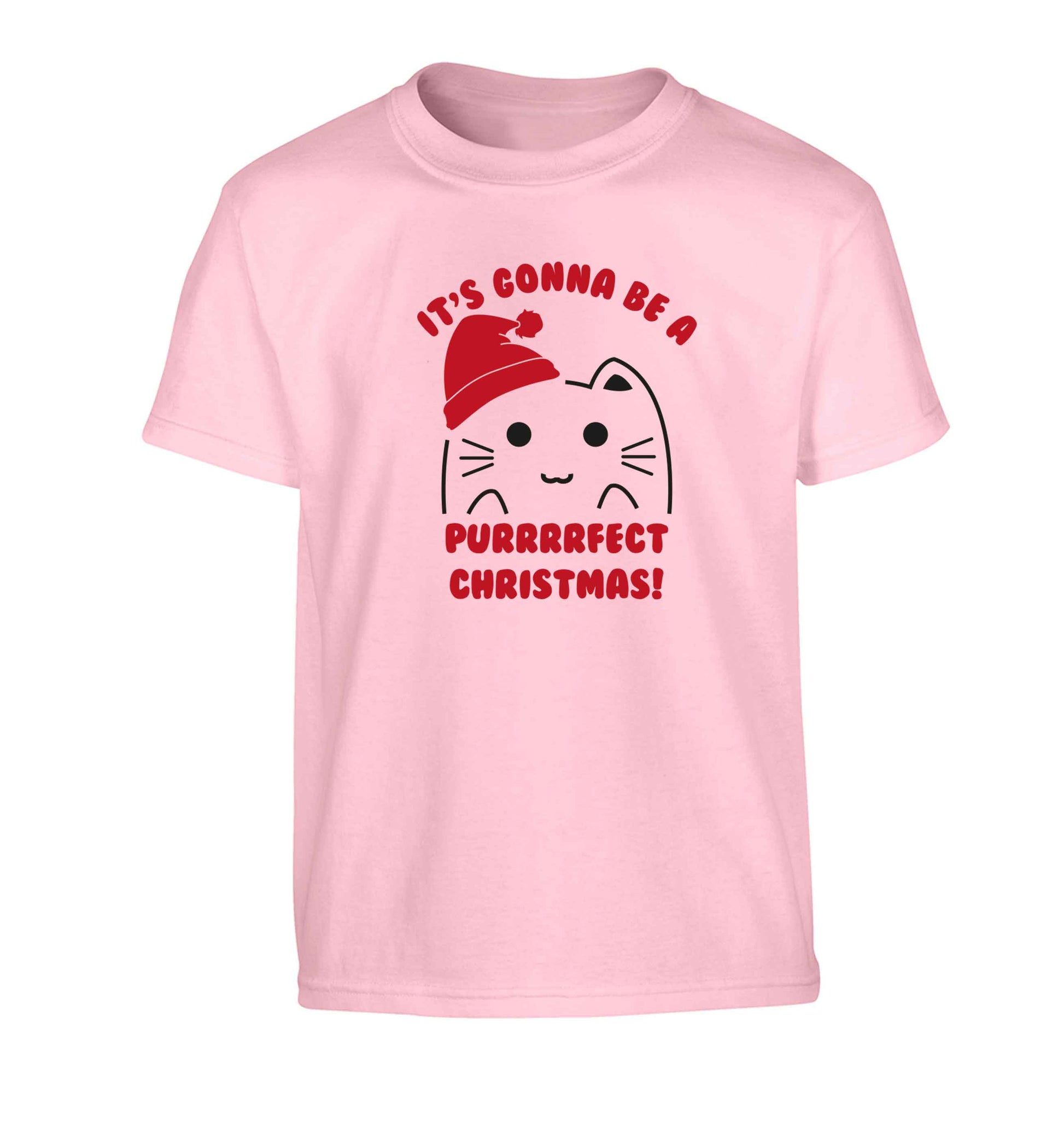 It's going to be a purrfect Christmas Children's light pink Tshirt 12-13 Years