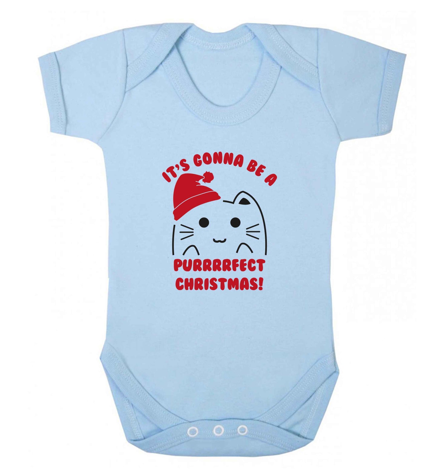 It's going to be a purrfect Christmas baby vest pale blue 18-24 months