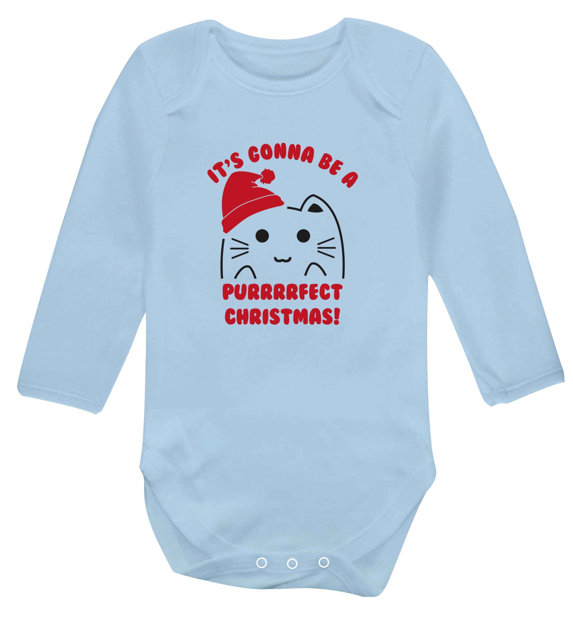 It's going to be a purrfect Christmas baby vest long sleeved pale blue 6-12 months