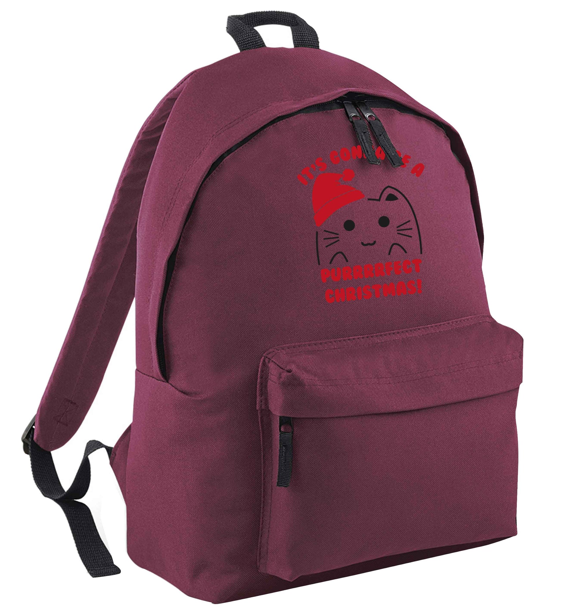 It's going to be a purrfect Christmas maroon adults backpack