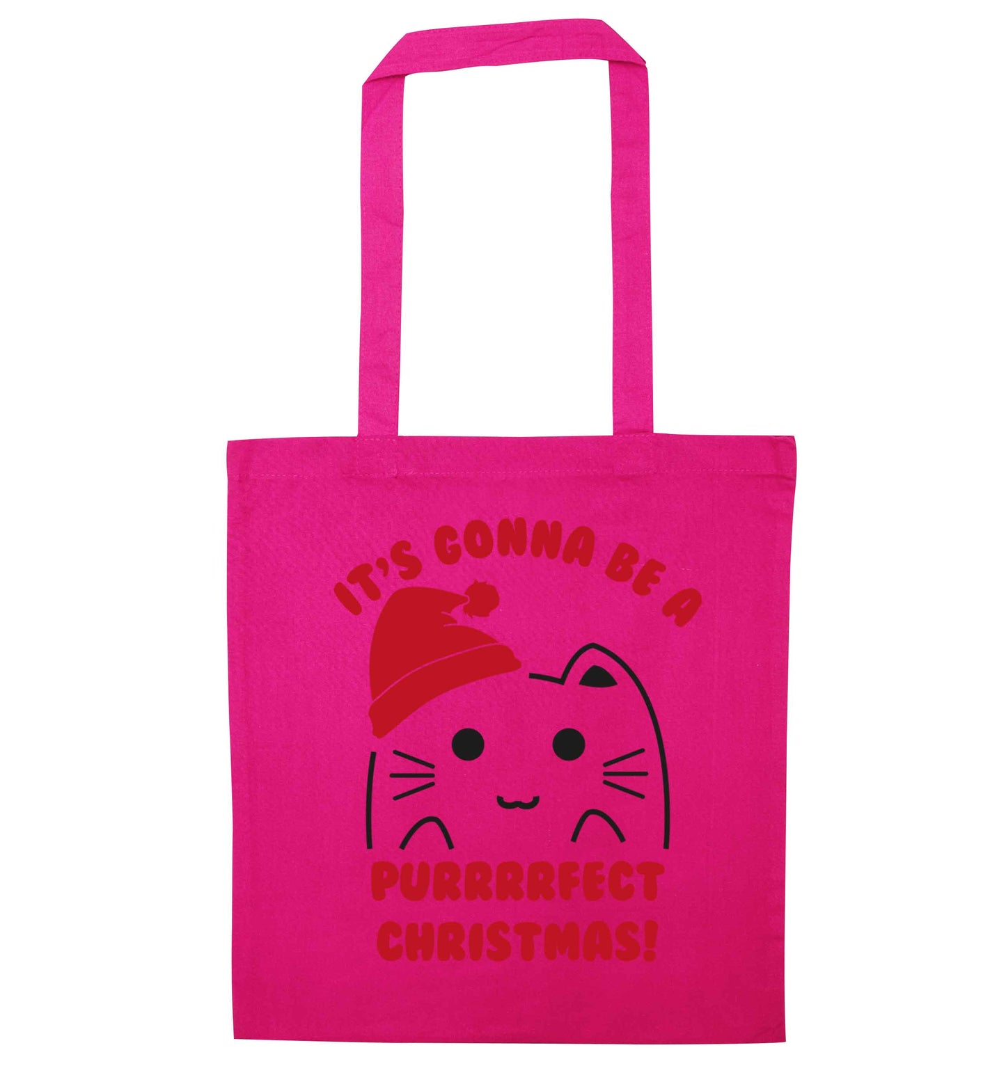 It's going to be a purrfect Christmas pink tote bag