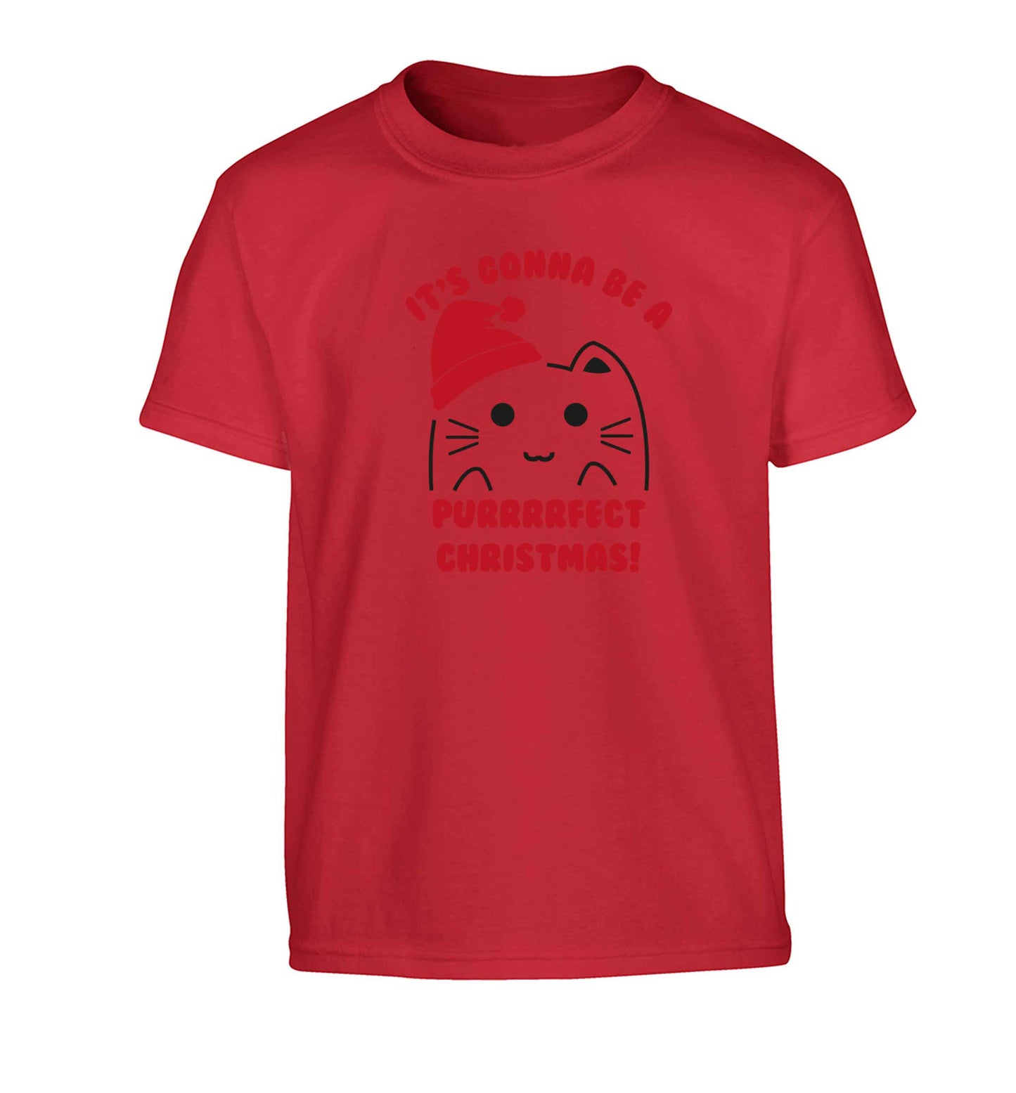It's going to be a purrfect Christmas Children's red Tshirt 12-13 Years
