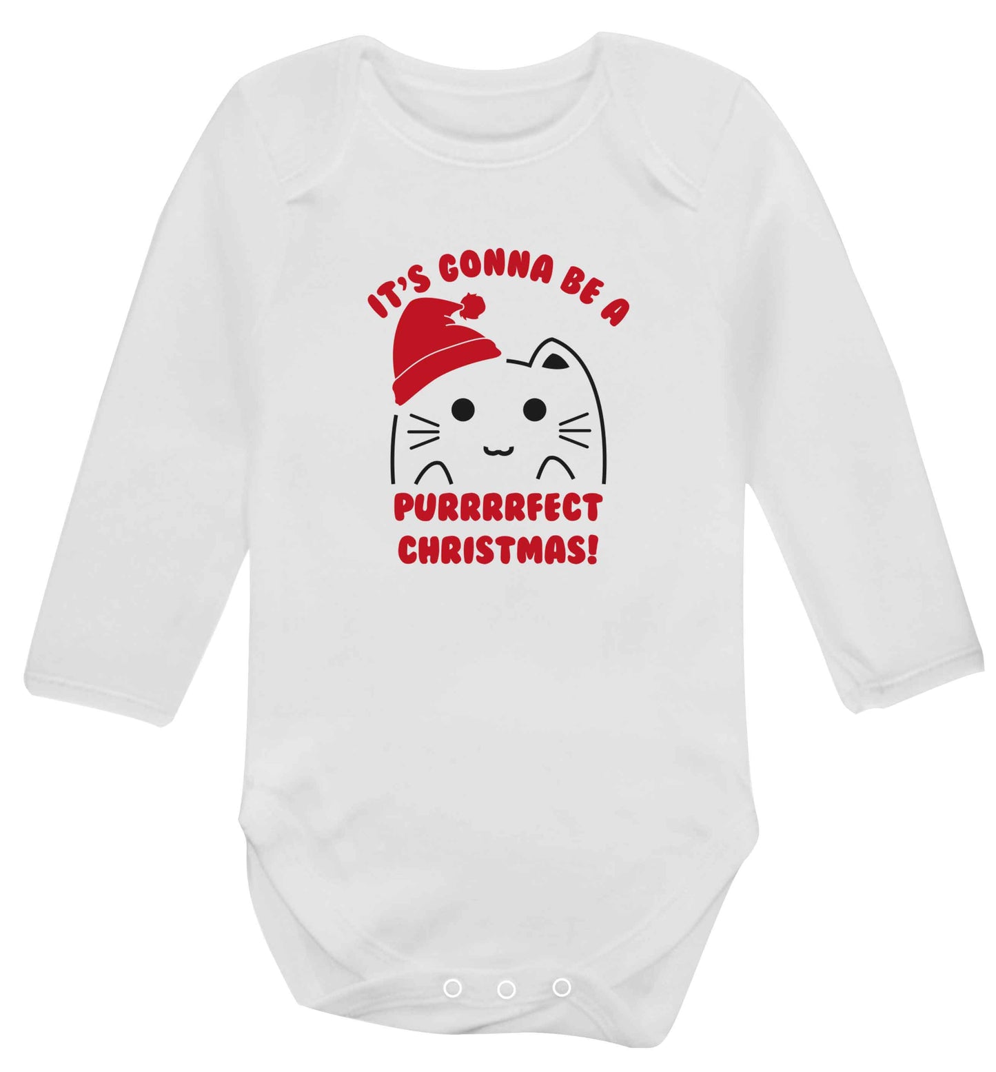 It's going to be a purrfect Christmas baby vest long sleeved white 6-12 months