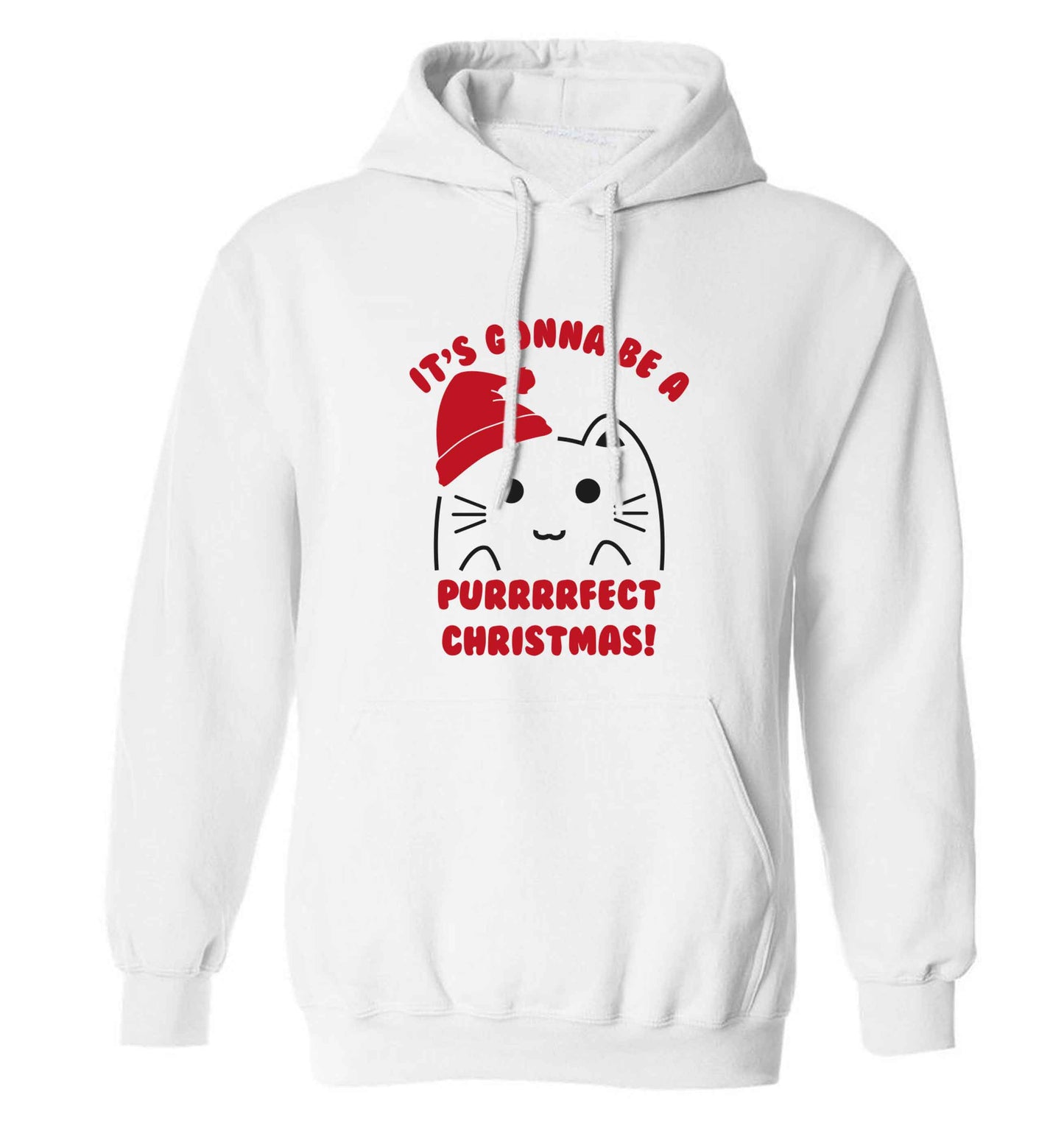 It's going to be a purrfect Christmas adults unisex white hoodie 2XL