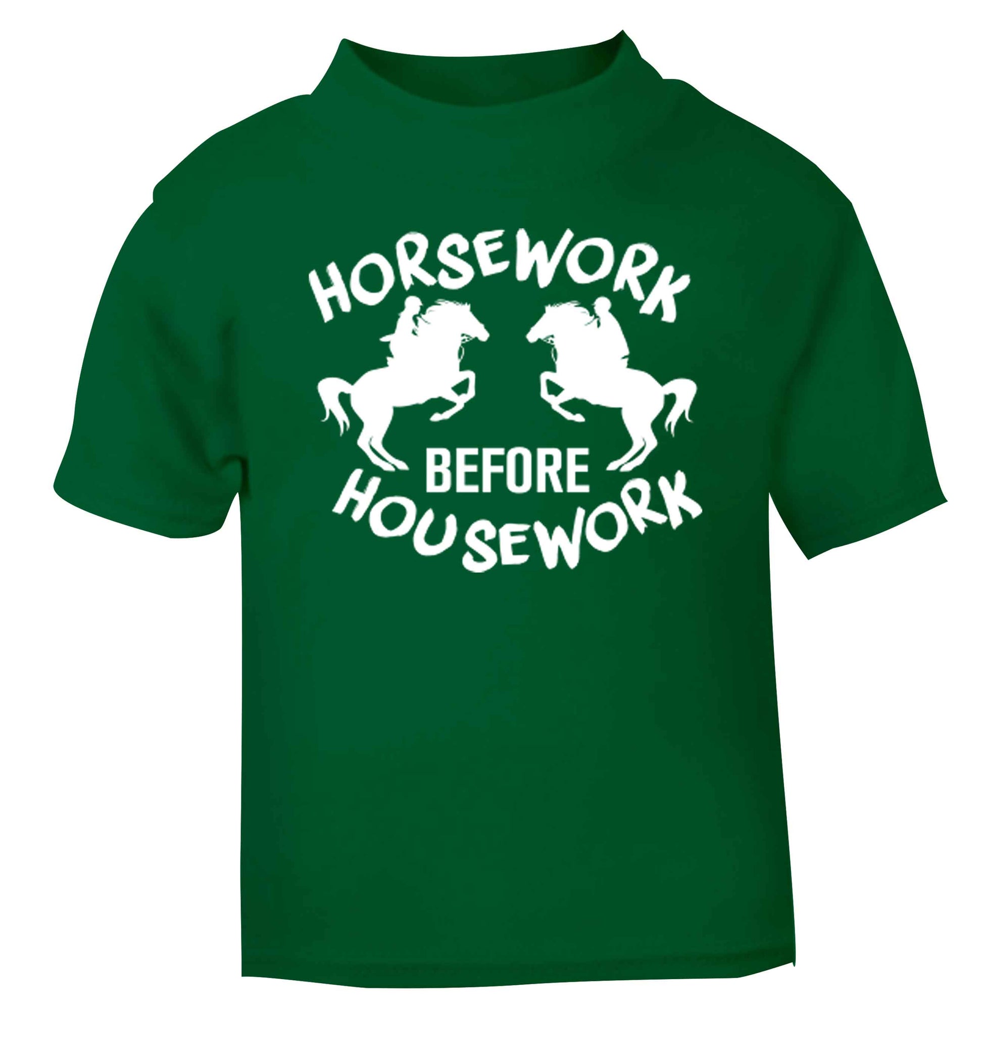 Horsework before housework green baby toddler Tshirt 2 Years