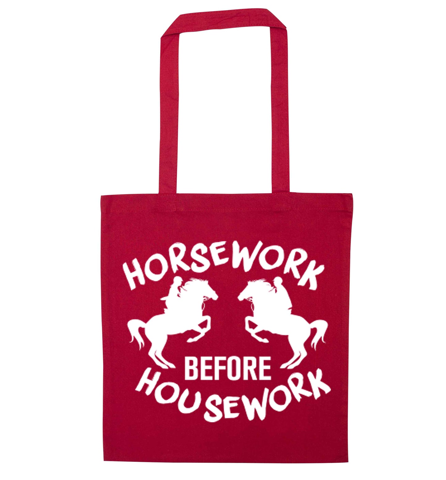 Horsework before housework red tote bag