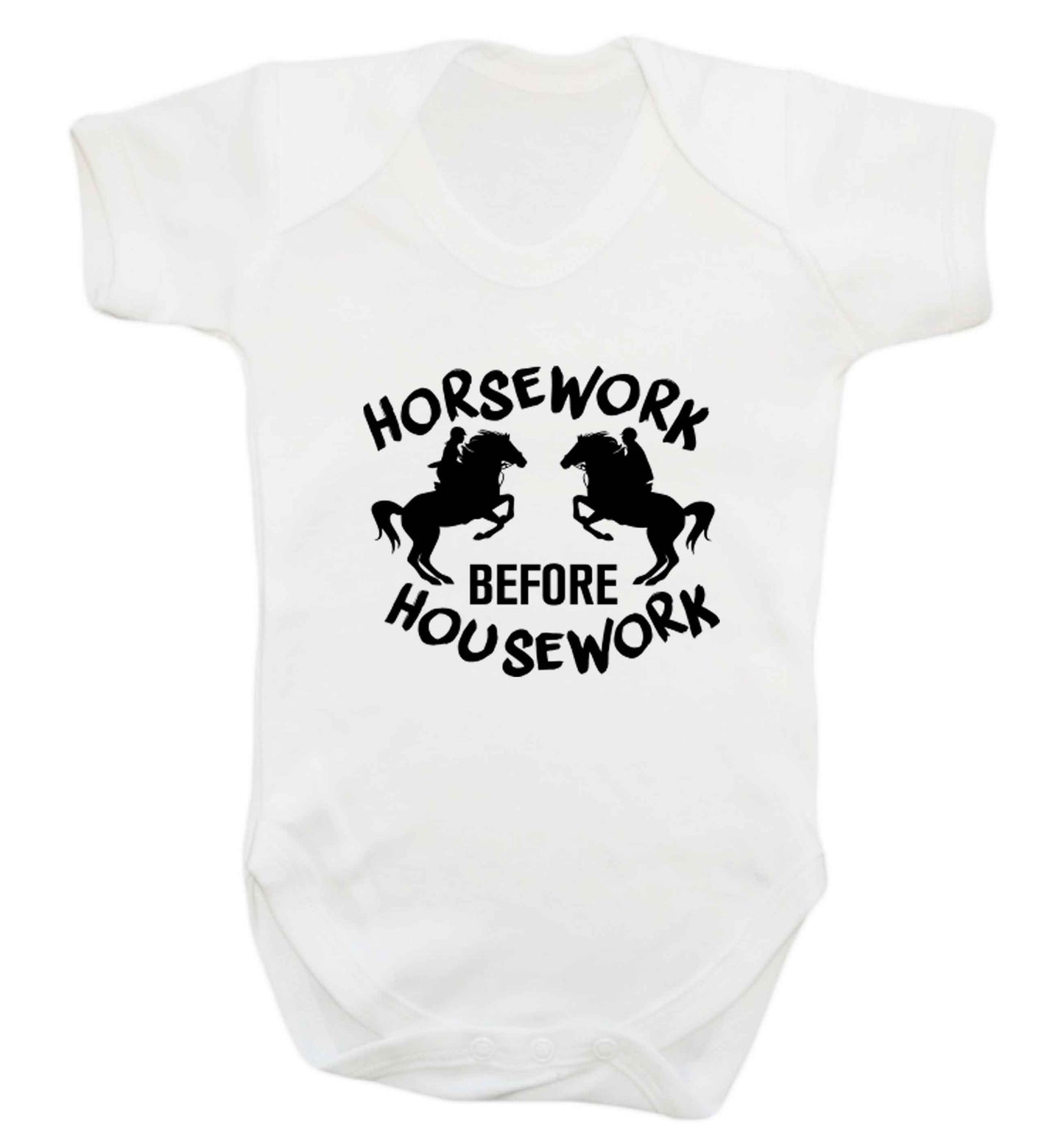 Horsework before housework baby vest white 18-24 months