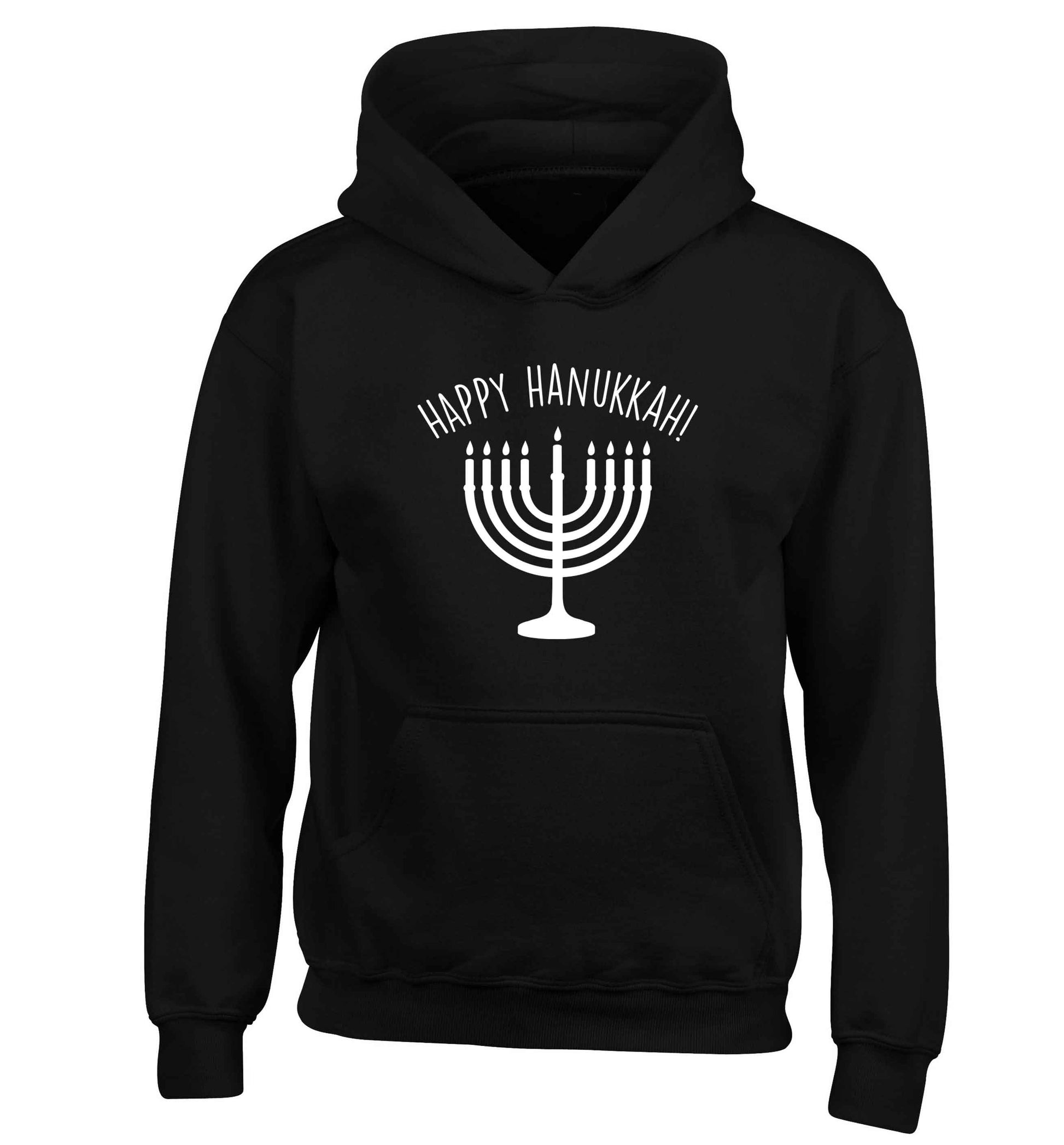Happy hanukkah children's black hoodie 12-13 Years