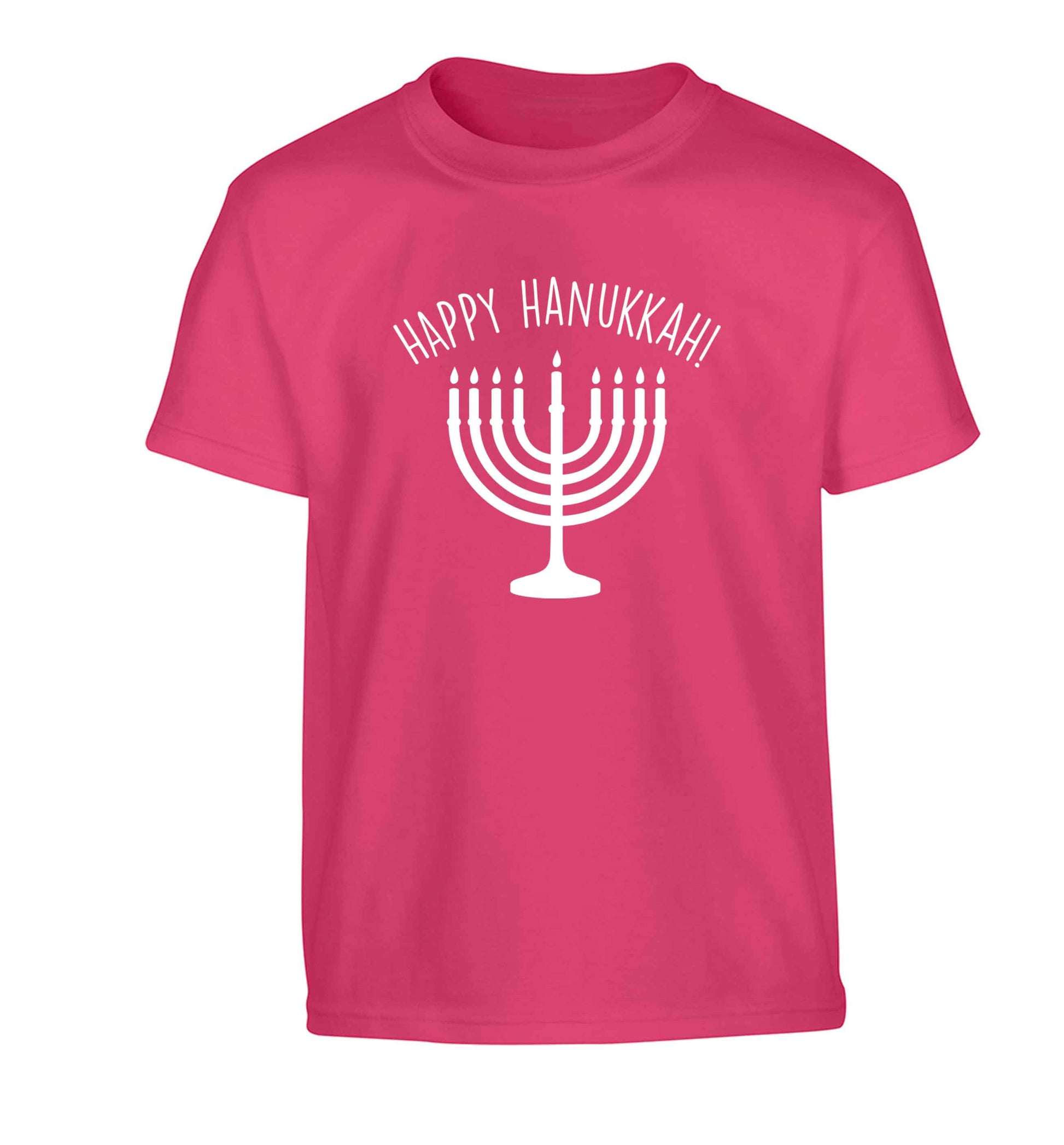 Happy hanukkah Children's pink Tshirt 12-13 Years