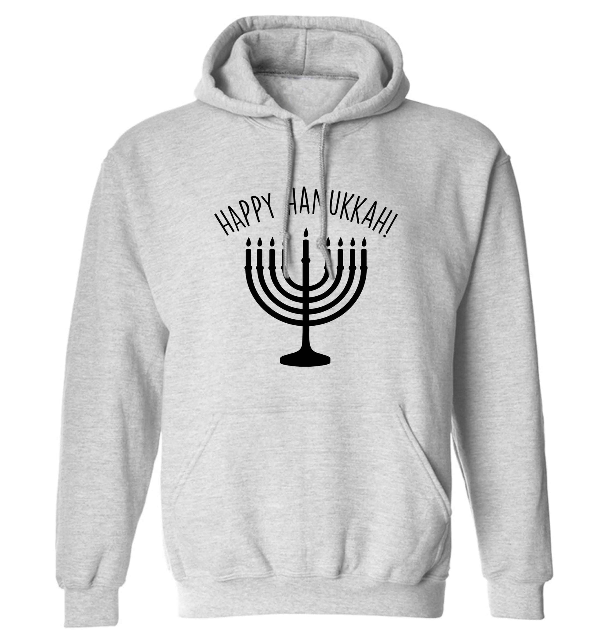 Happy hanukkah adults unisex grey hoodie 2XL