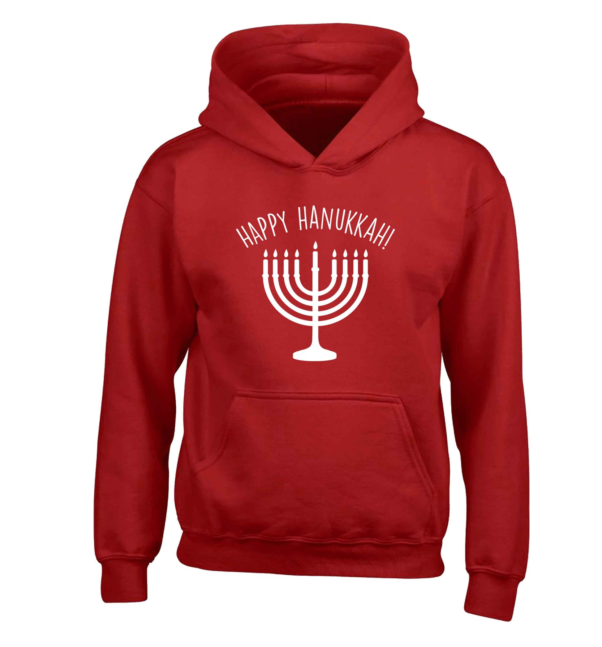 Happy hanukkah children's red hoodie 12-13 Years