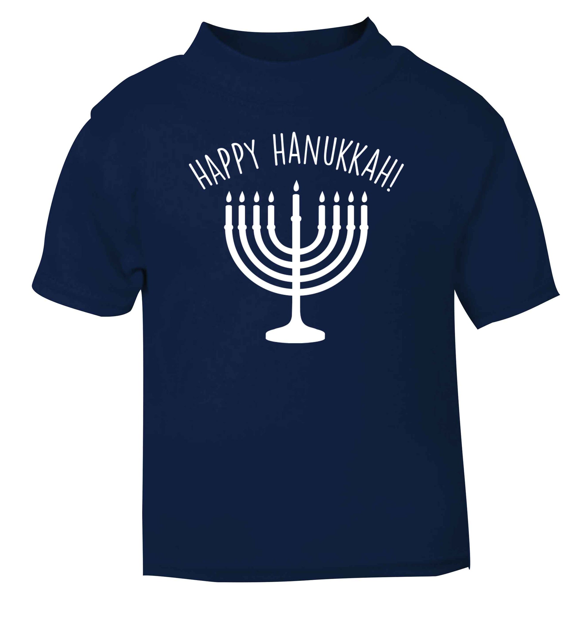 Happy hanukkah navy baby toddler Tshirt 2 Years
