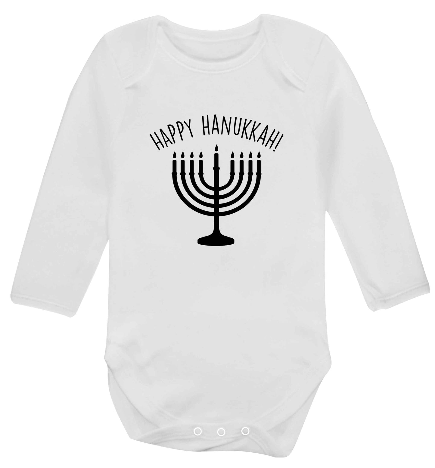 Happy hanukkah baby vest long sleeved white 6-12 months