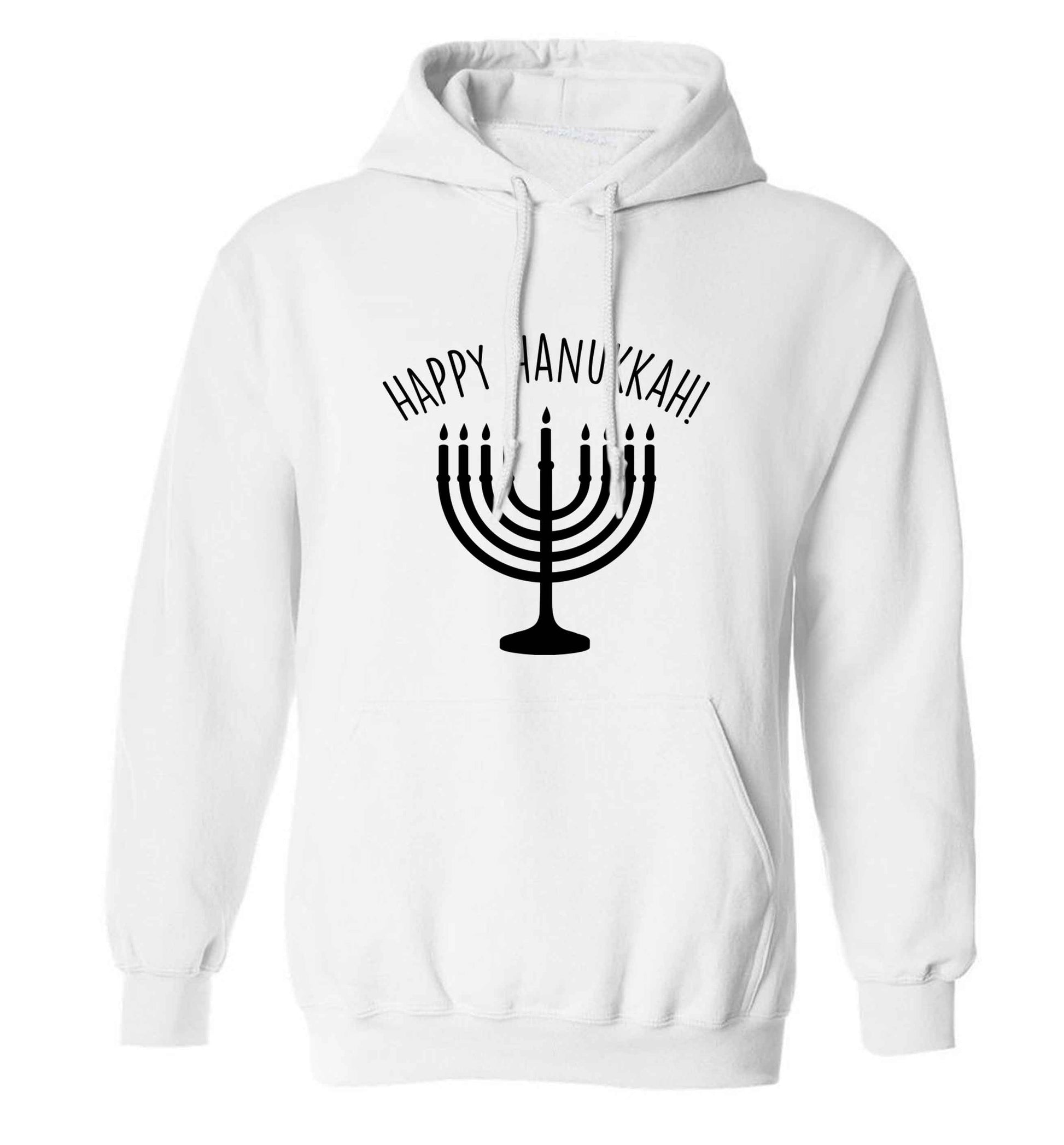 Happy hanukkah adults unisex white hoodie 2XL