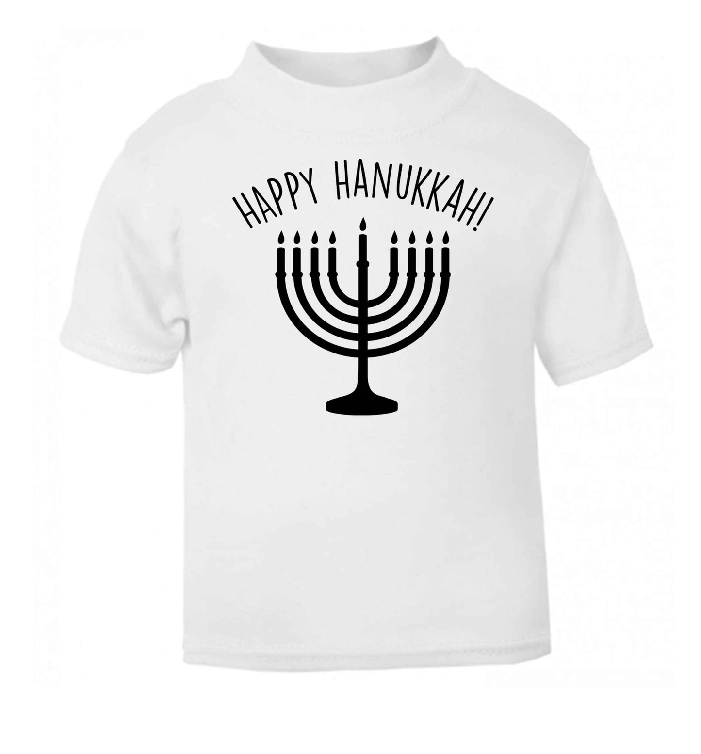 Happy hanukkah white baby toddler Tshirt 2 Years