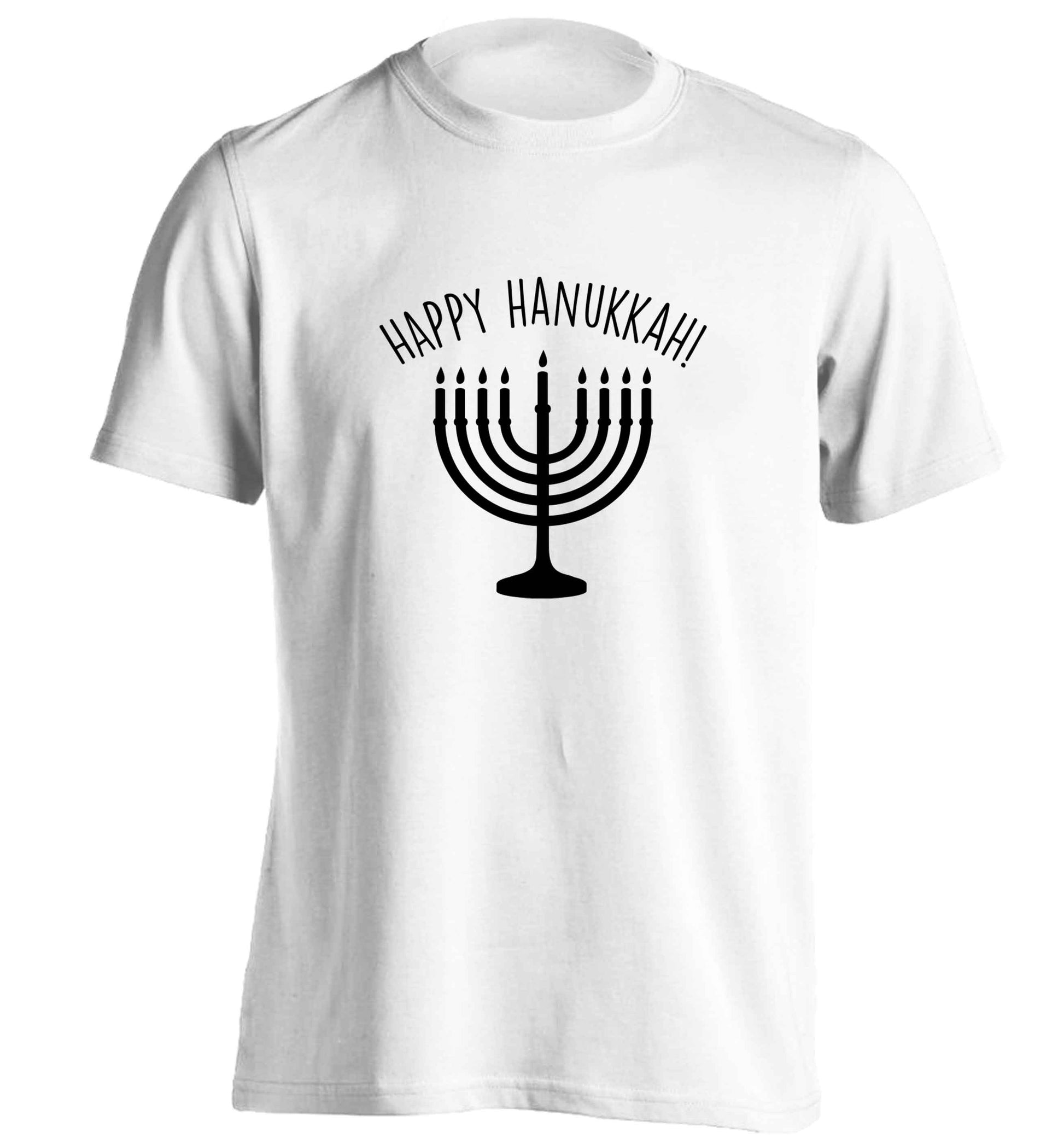 Happy hanukkah adults unisex white Tshirt 2XL