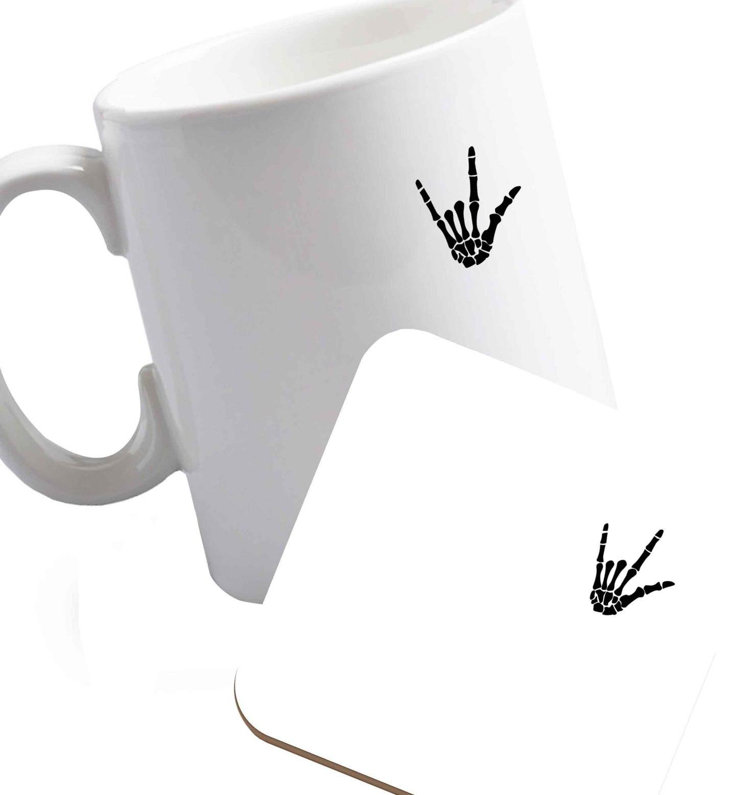 10 oz Favourite Type Pan Pancake ceramic mug and coaster set right handed