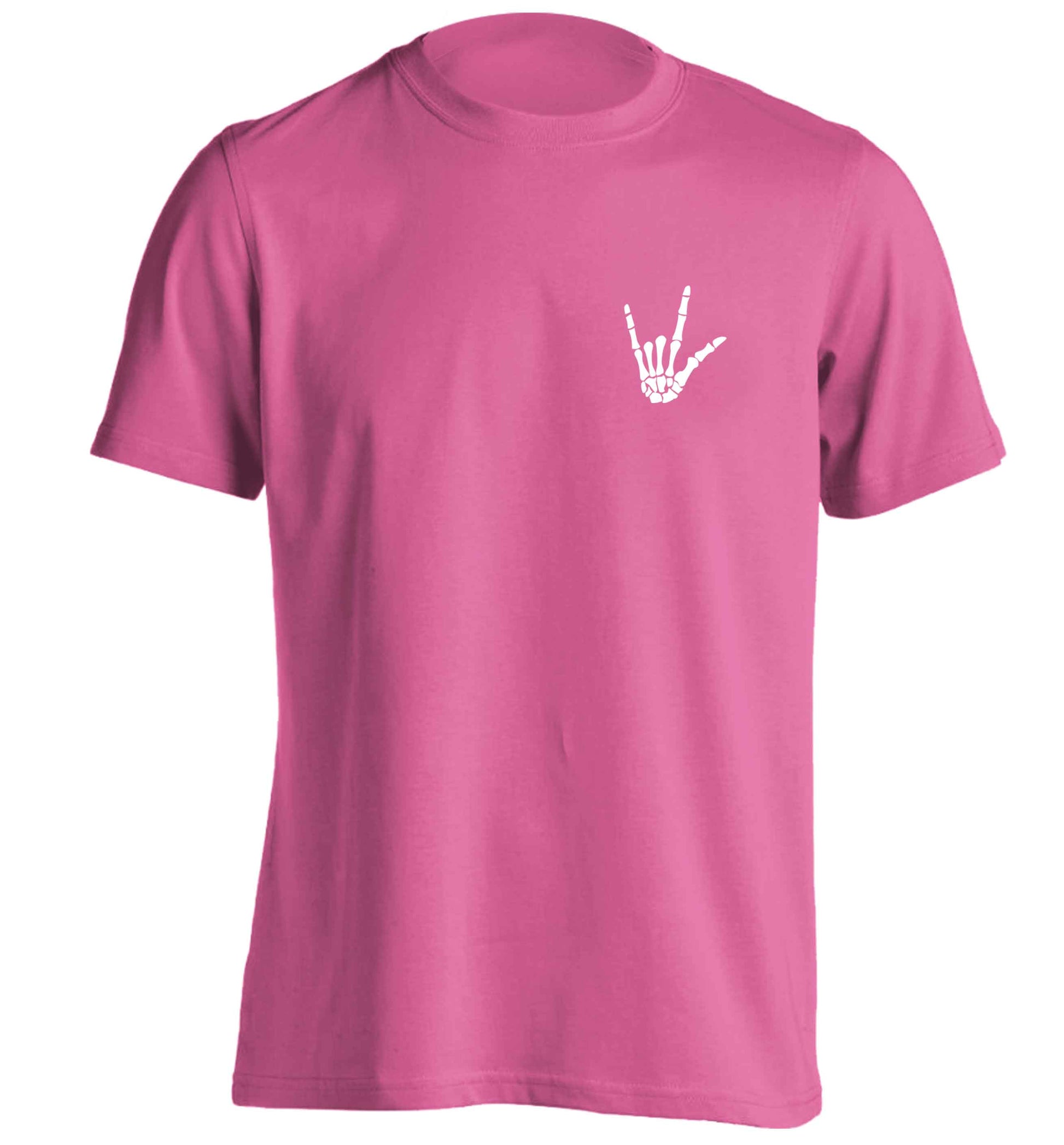 Skeleton Hand Pocket adults unisex pink Tshirt 2XL