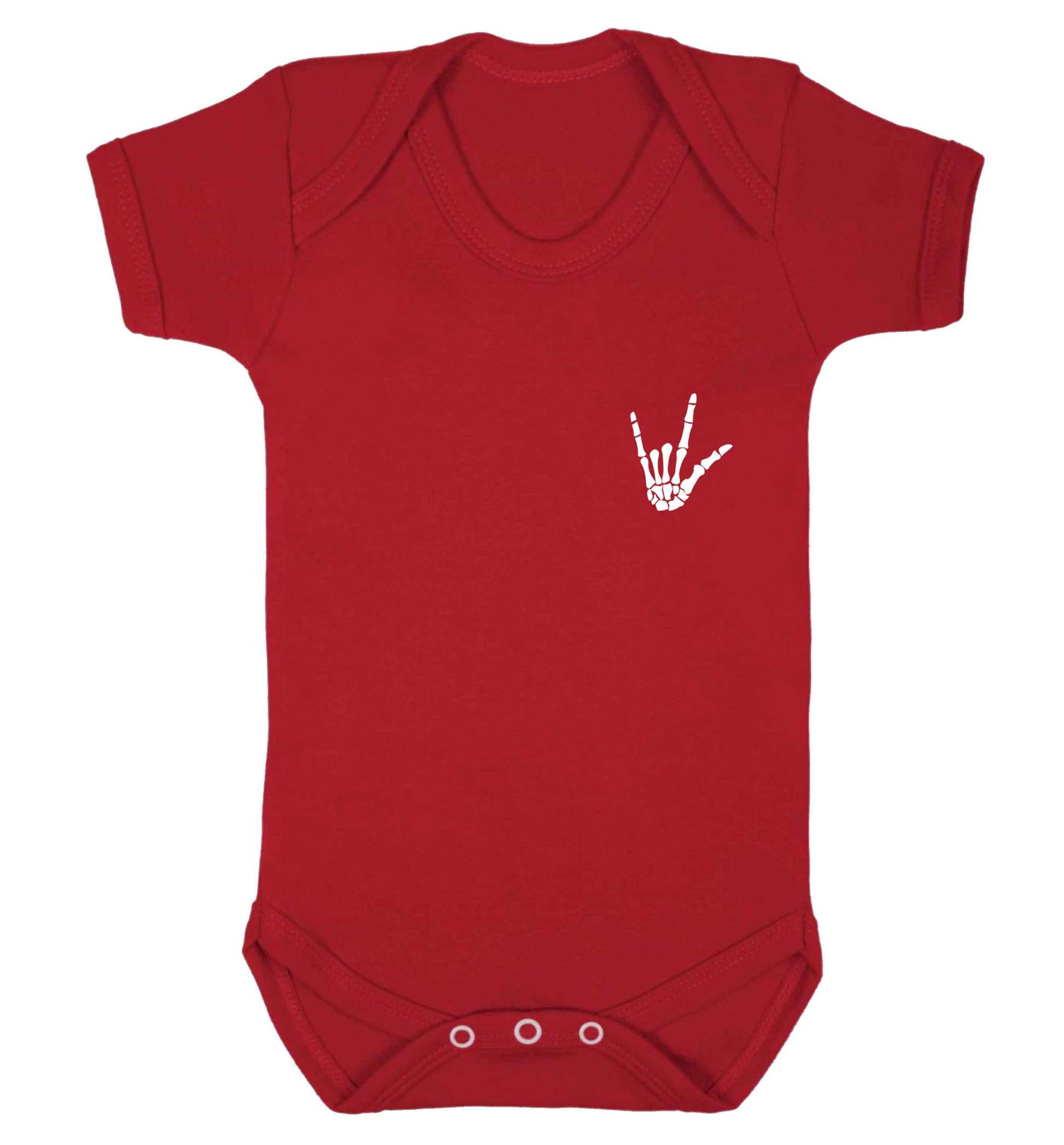 Skeleton Hand Pocket baby vest red 18-24 months