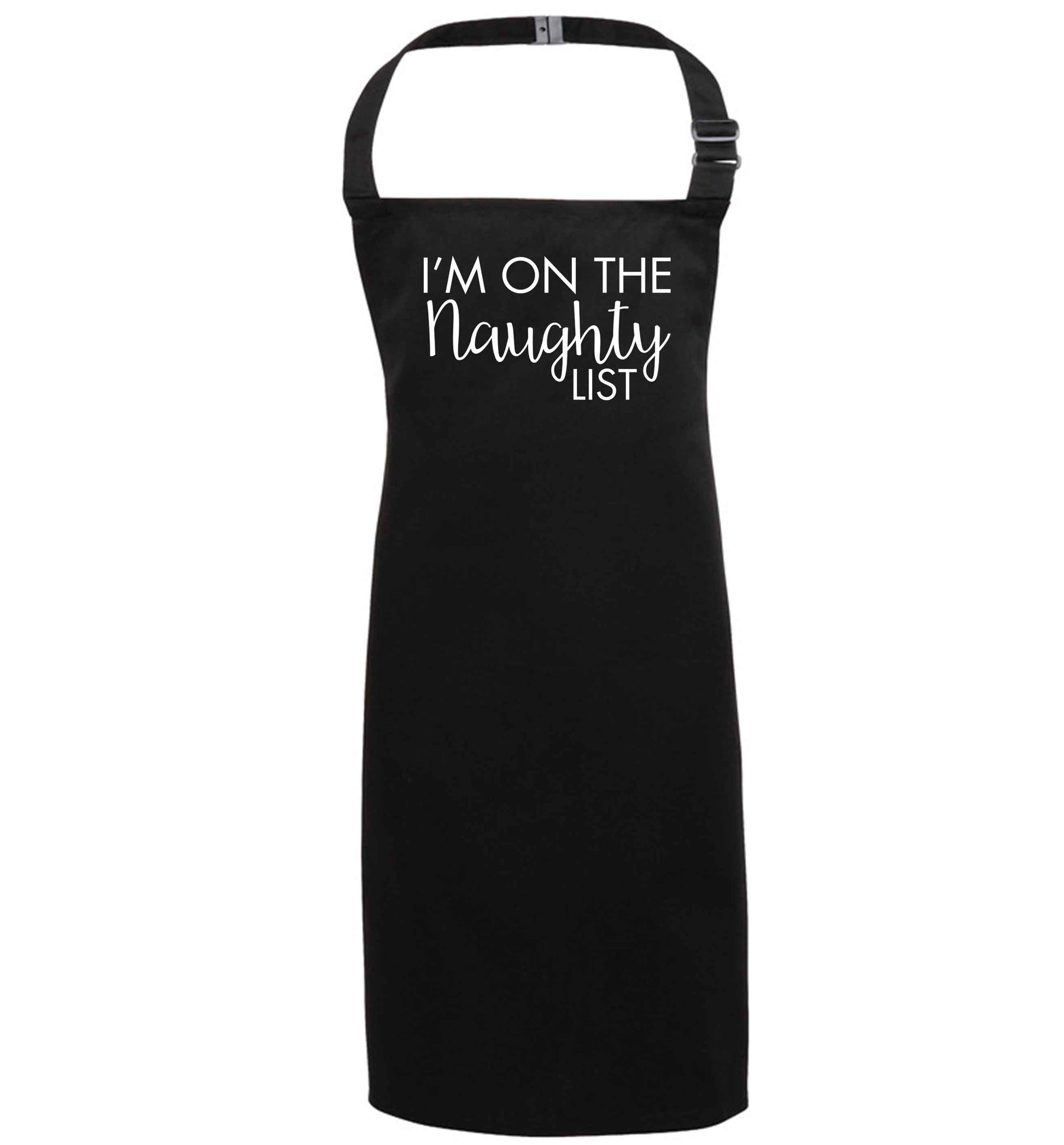 I'm on the naughty list black apron 7-10 years