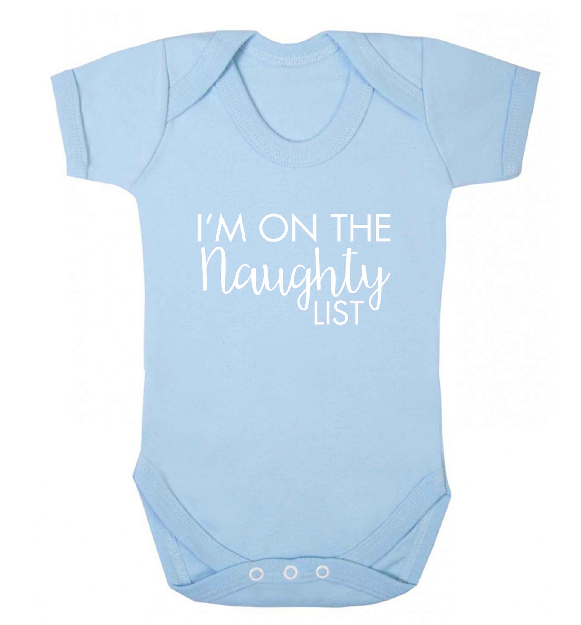 I'm on the naughty list baby vest pale blue 18-24 months
