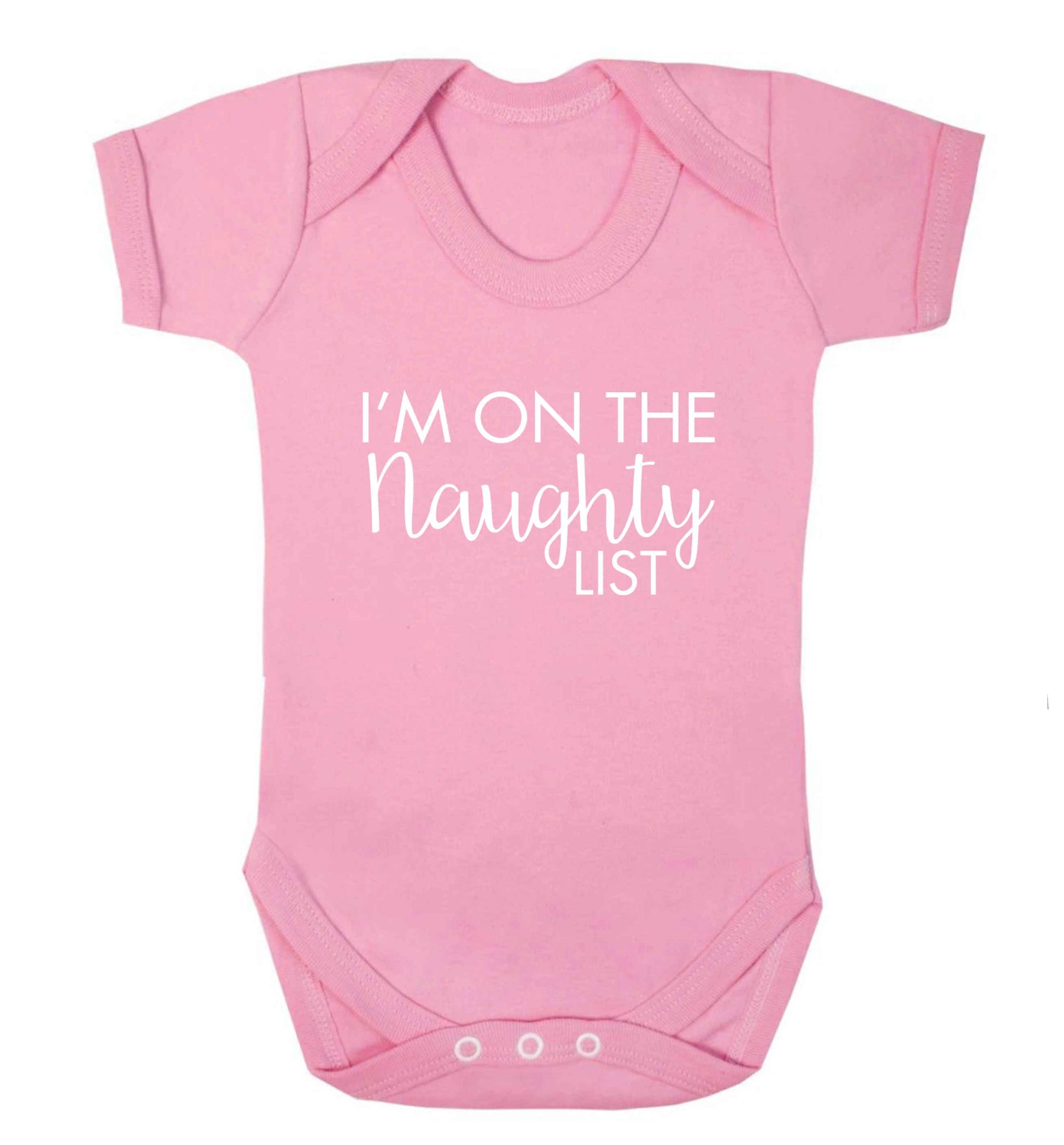I'm on the naughty list baby vest pale pink 18-24 months