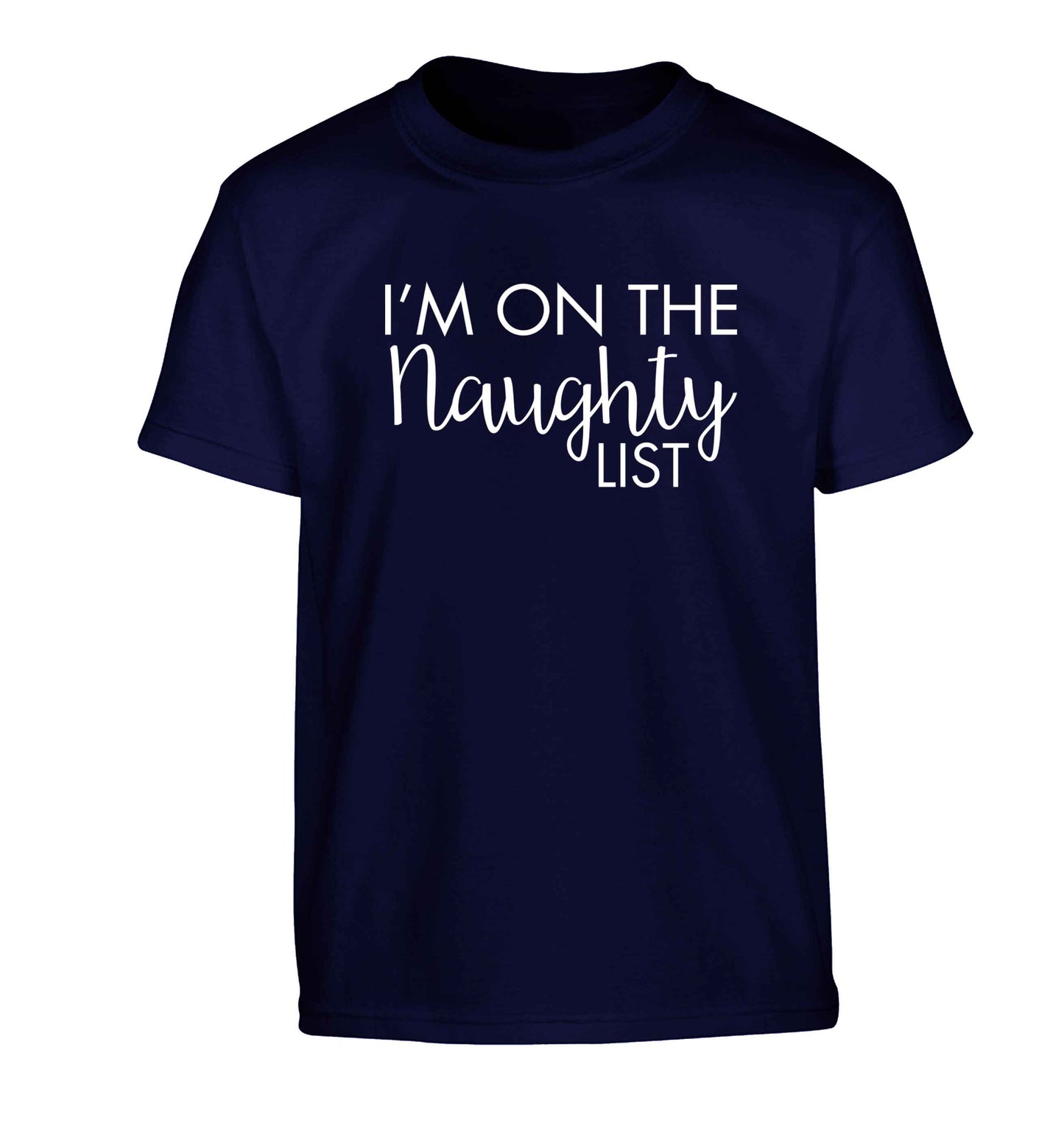 I'm on the naughty list Children's navy Tshirt 12-13 Years