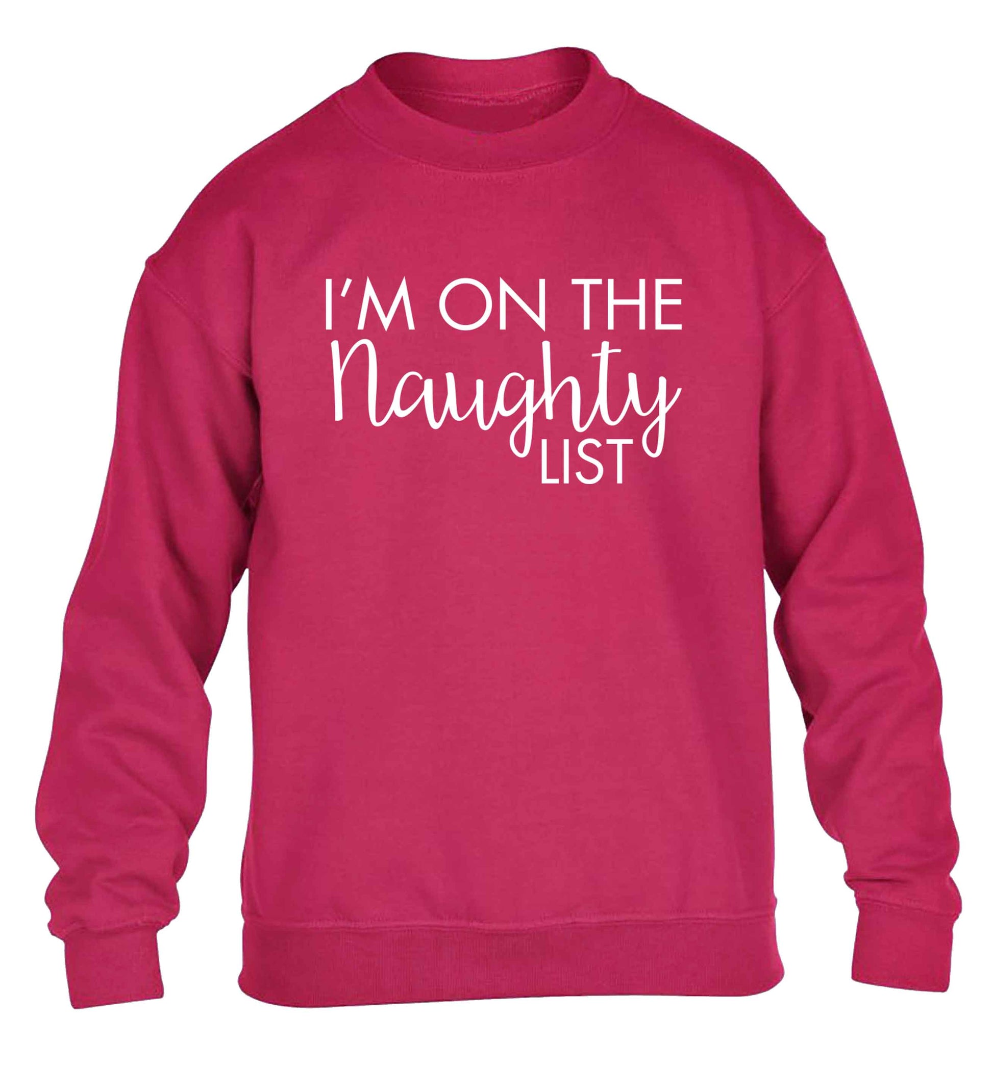 I'm on the naughty list children's pink sweater 12-13 Years