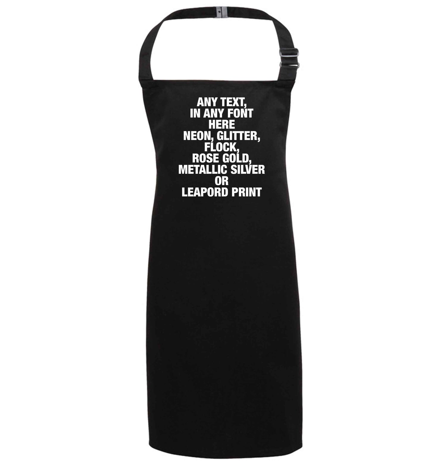 Premium custom order any text colour and font black apron 7-10 years