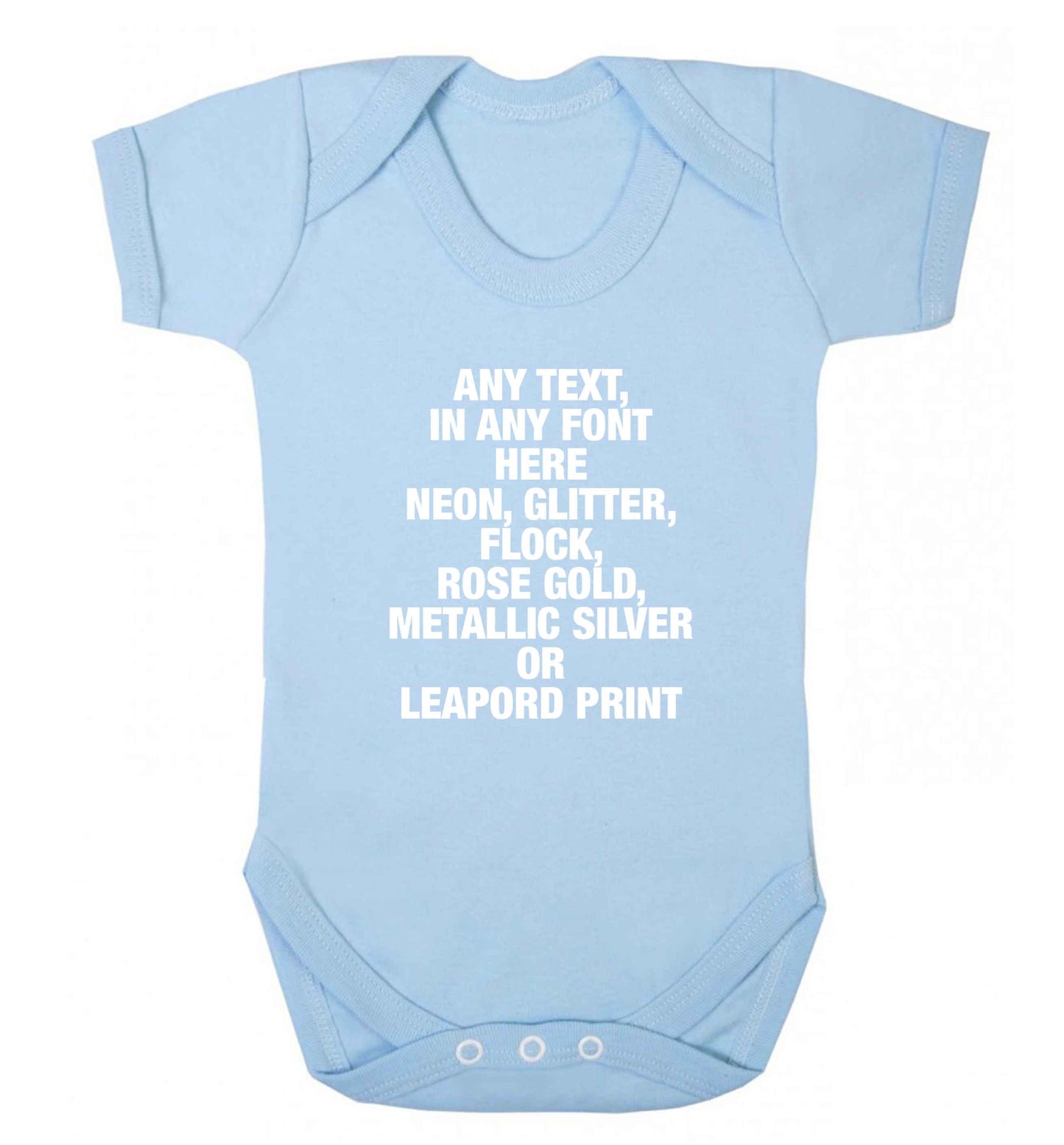 Premium custom order any text colour and font baby vest pale blue 18-24 months