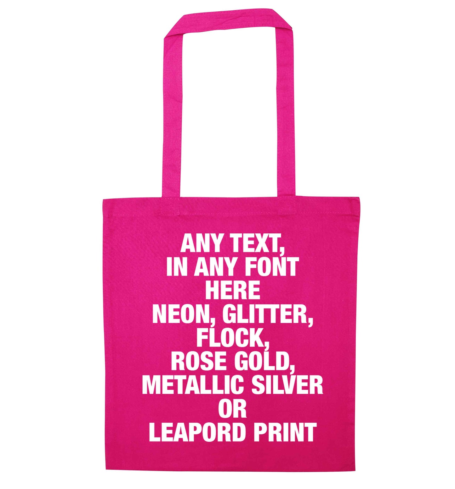 Premium custom order any text colour and font pink tote bag