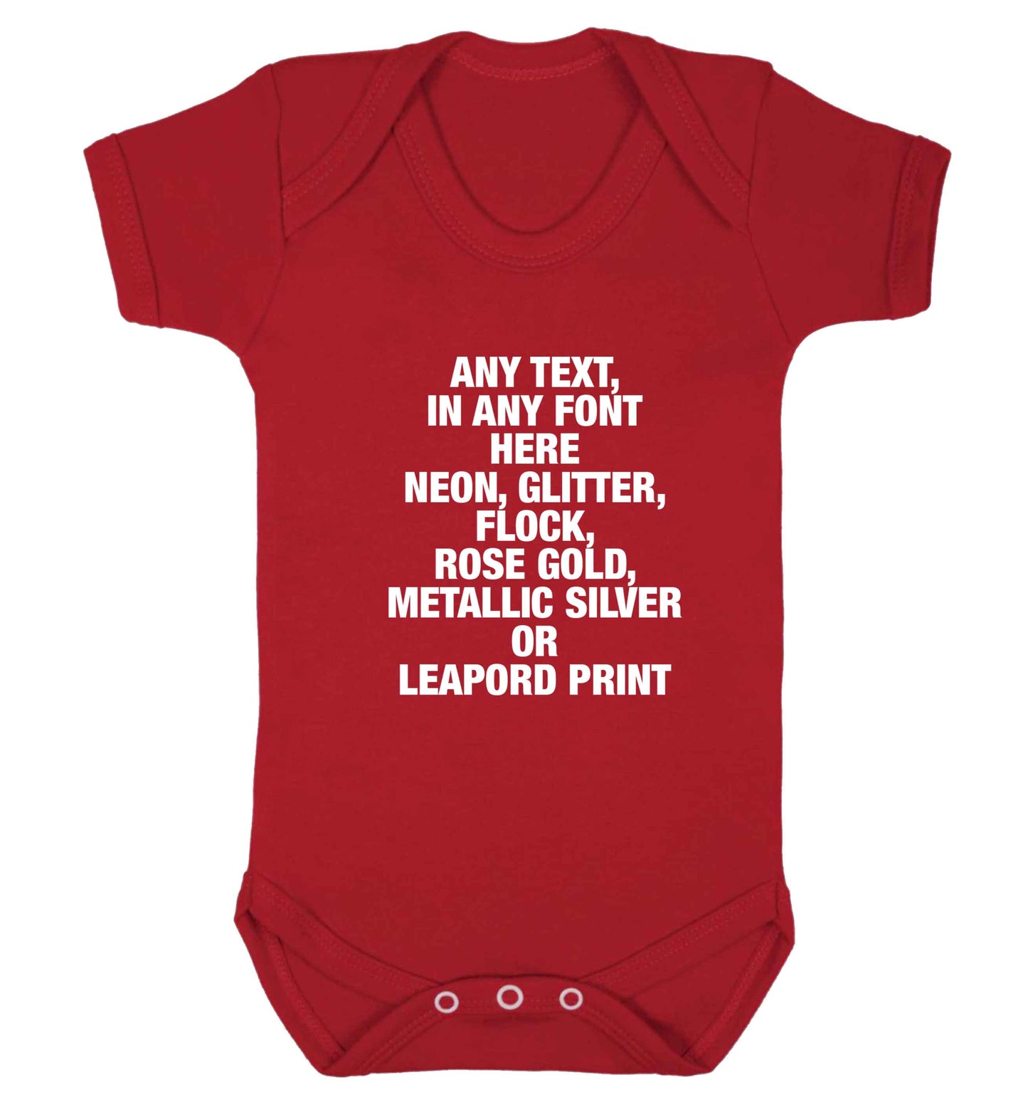 Premium custom order any text colour and font baby vest red 18-24 months