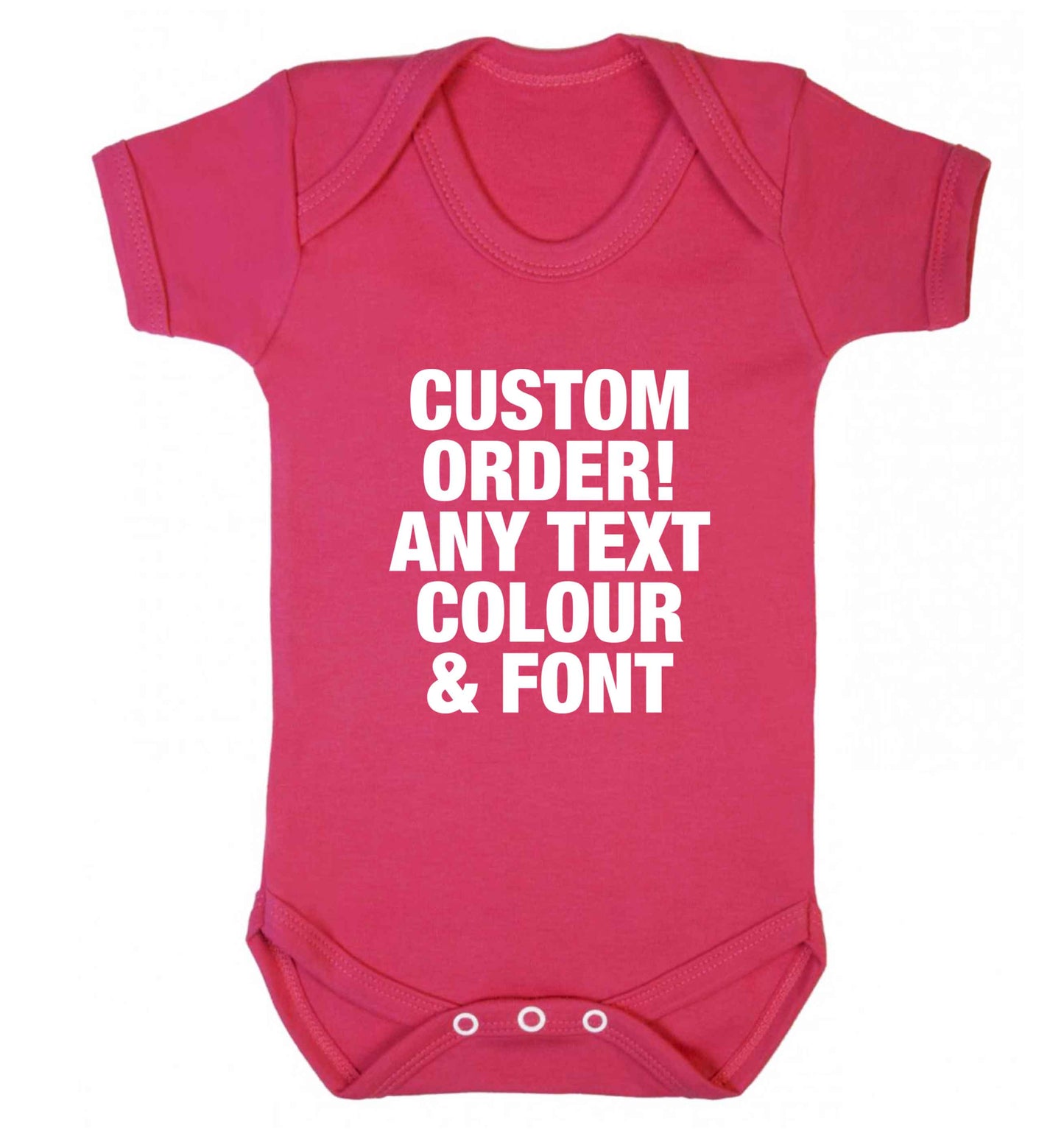 Custom order any text colour and font baby vest dark pink 18-24 months