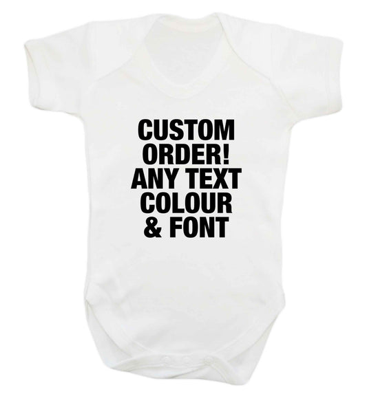 Custom order any text colour and font baby vest white 18-24 months