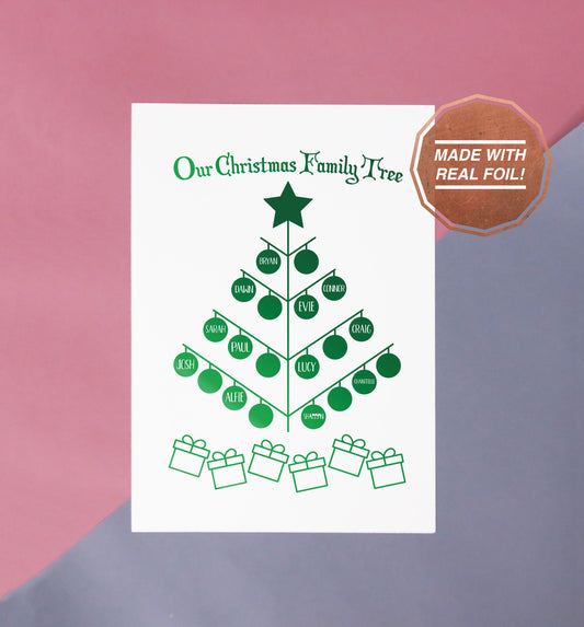 Personalised Christmas Family Tree | Foiled print / greeting card