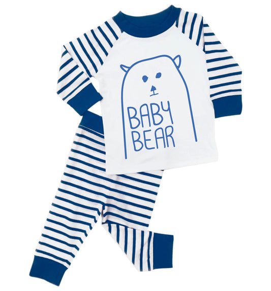 baby bear blue striped toddler pyjamas