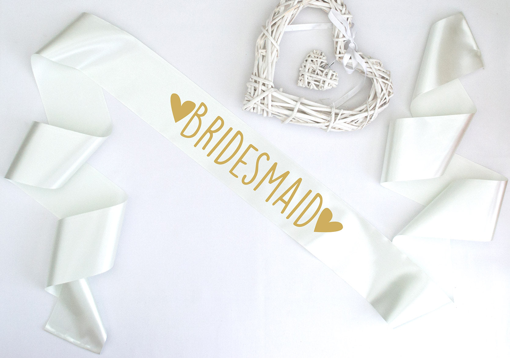 Bridesmaid ivory sash metallic gold text